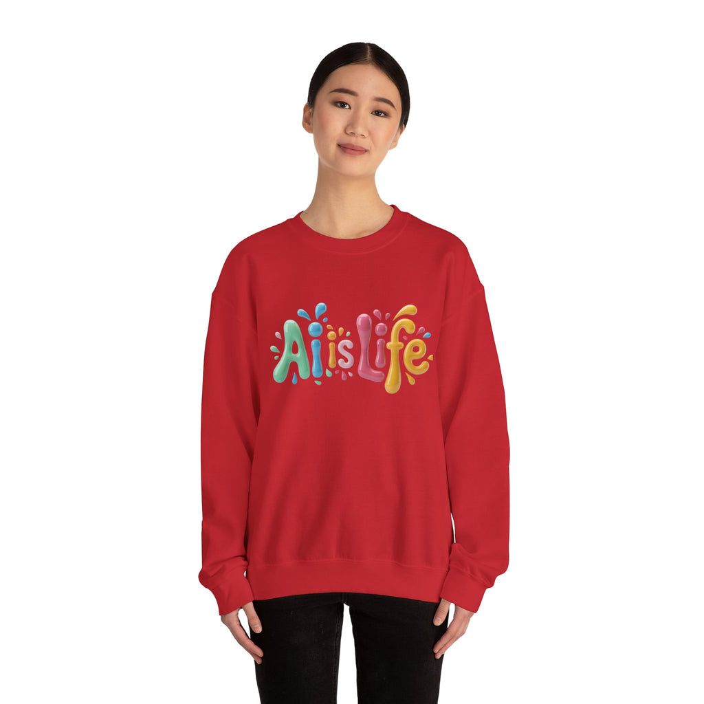 AI IS LIFE  “Colorful Circuit Pop”  Unisex Heavy Blend™ Crewneck Sweatshirt