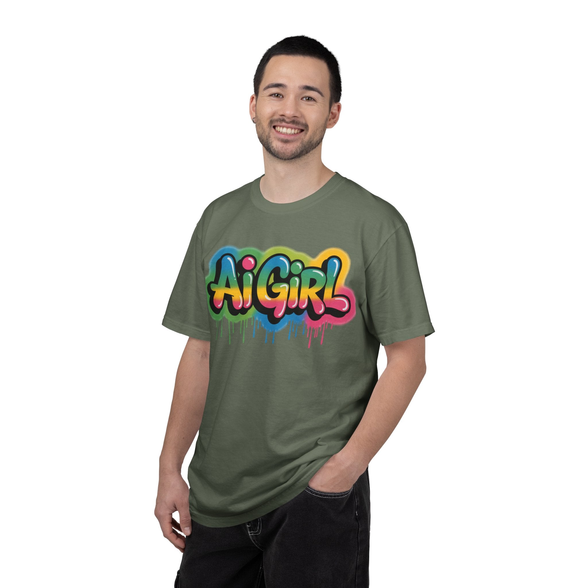 Ai Girl  "Graffiti Glow " Unisex Heavy Blend Garment-Dyed T-shirt