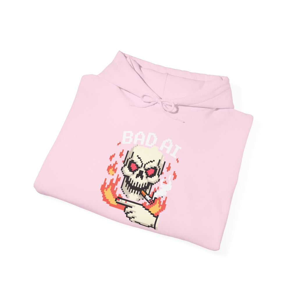 Bad AI Skull Hoodie — "CYBER BONE COMMAND"Hooded Sweatshirt