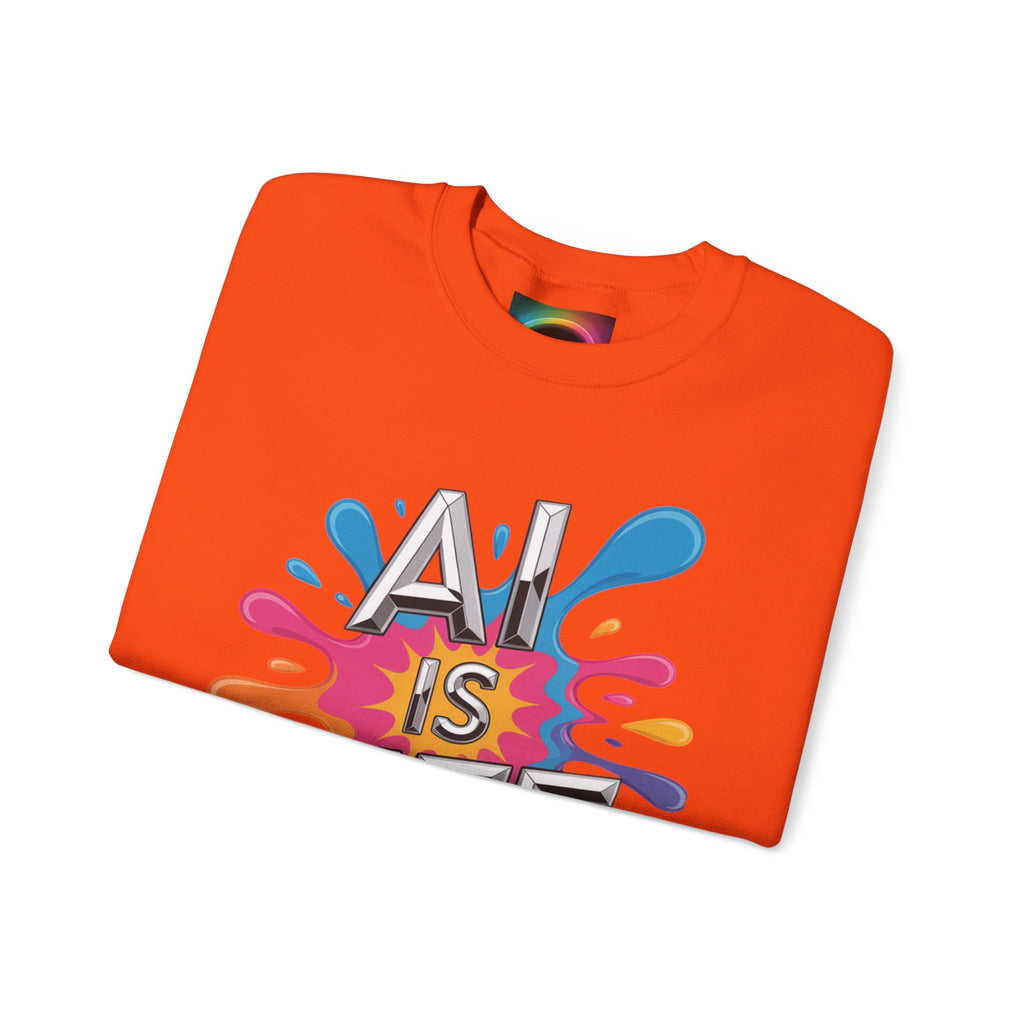 AI is Life "CHROME SPLATTER" Unisex Color Splash Graphic Crewneck Sweatshirt