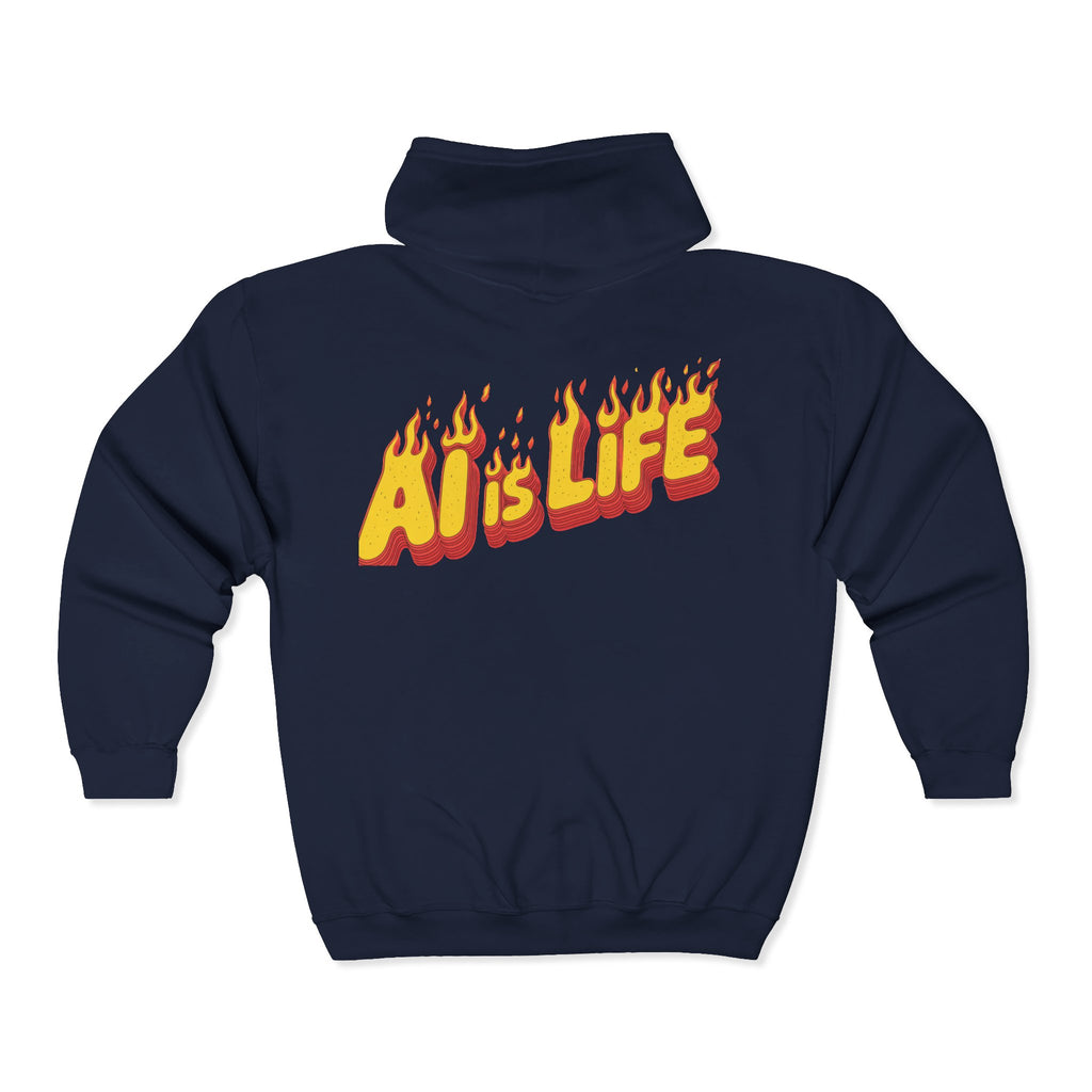 AI is LIFE “FLAME CODE” Unisex Heavy Blend™ Full Zip Hooded Sweatshirt
