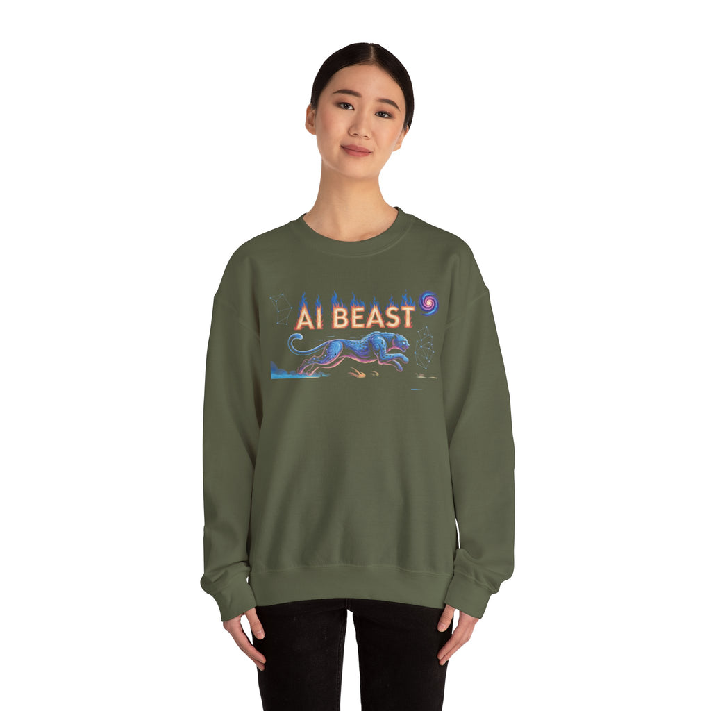 AI BEAST “Digital Predator” Unisex Heavy Blend™ Crewneck Sweatshirt