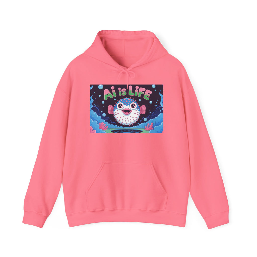 AI is LIFE “Happy Blowfish Energy” Unisex Heavy Blend™ Hooded Sweatshirt
