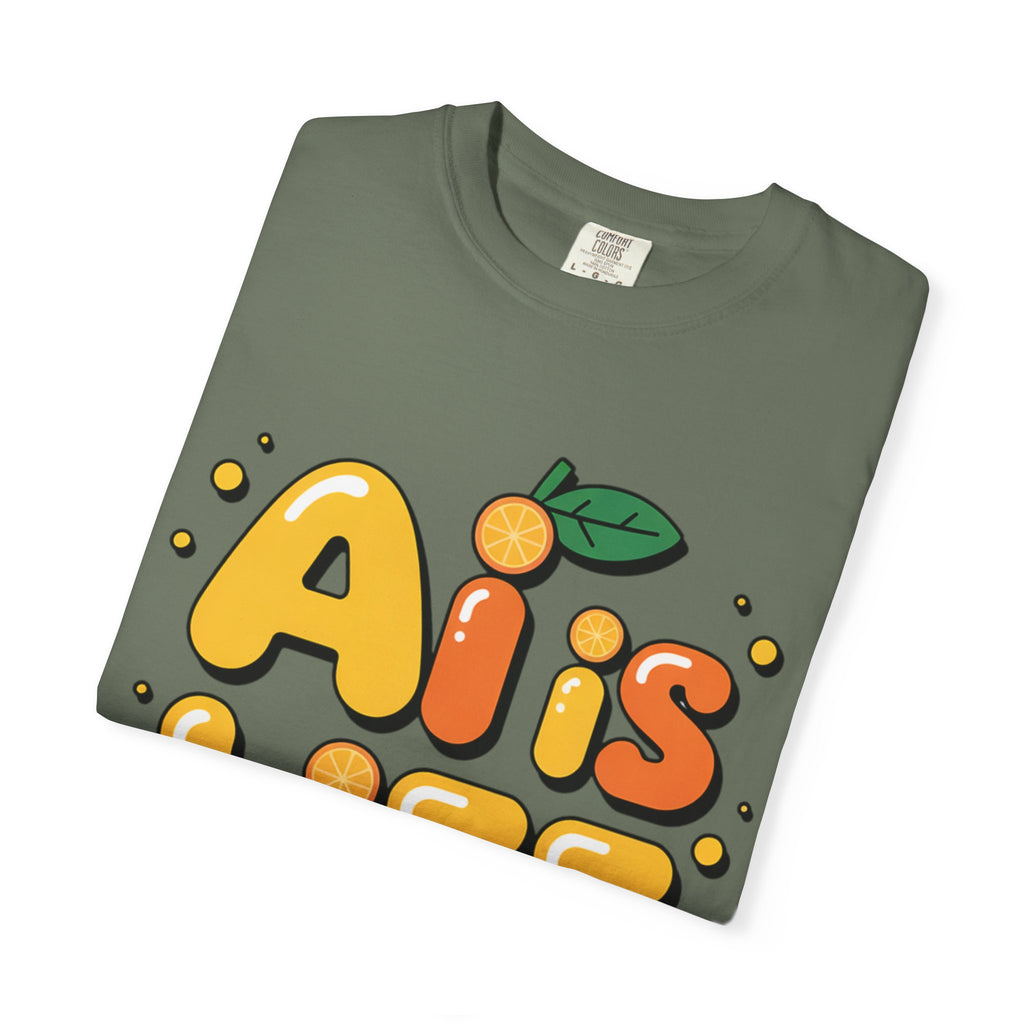 2. AI is LIFE  "Orange Overclock" Unisex Garment-Dyed T-shirt