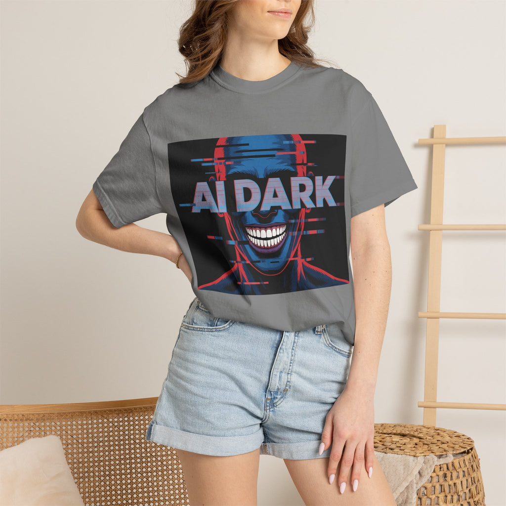 AI DARK " Deepcore Distortion — Cyberpunk Smiling Skull Tee