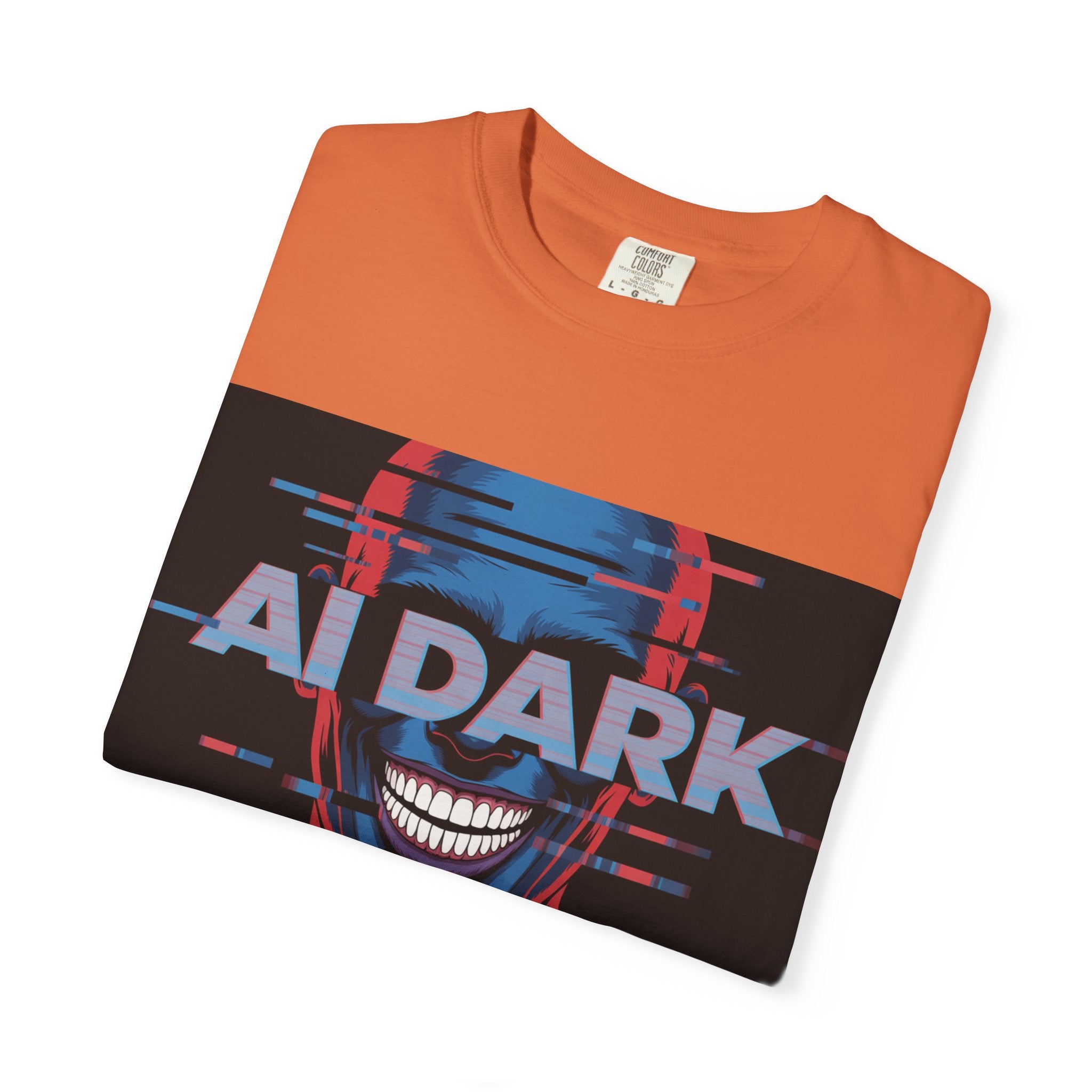 AI DARK " Deepcore Distortion — Cyberpunk Smiling Skull Tee