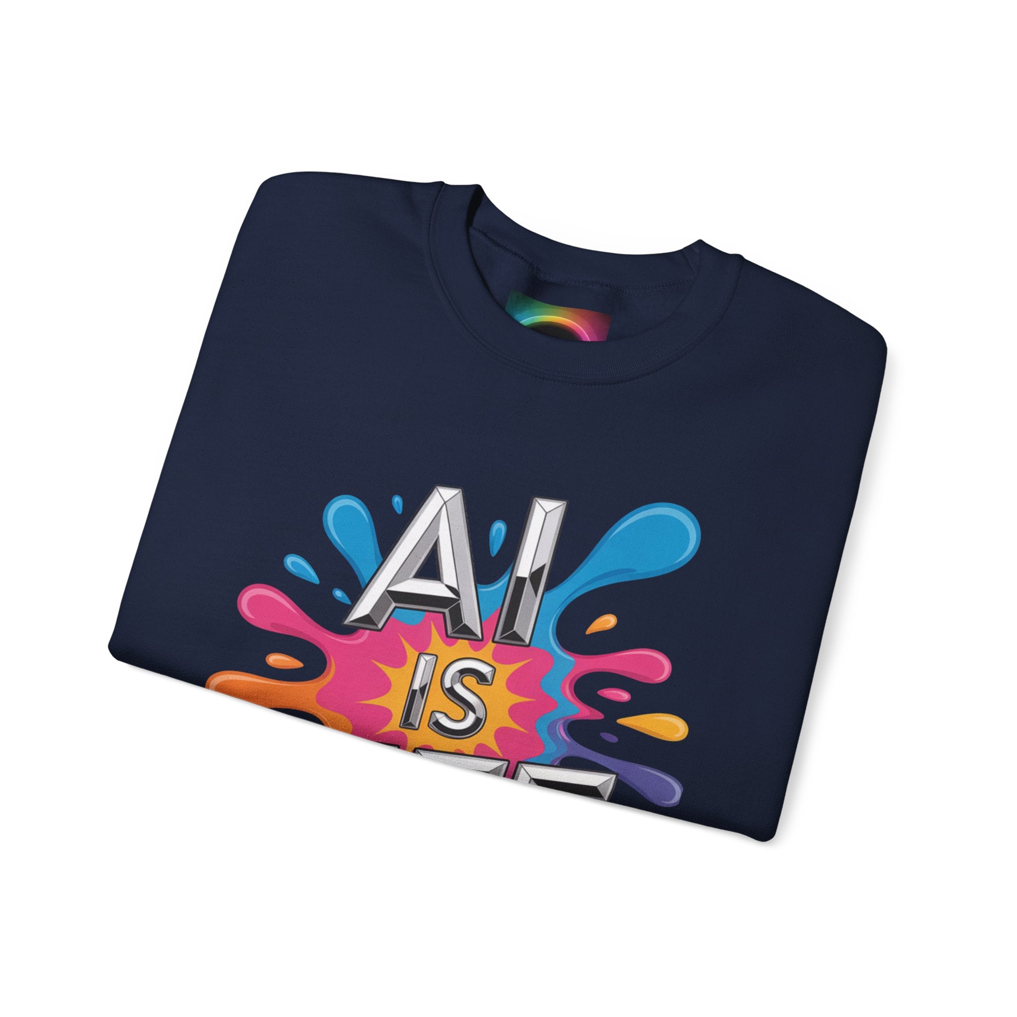 AI is Life "CHROME SPLATTER" Unisex Color Splash Graphic Crewneck Sweatshirt