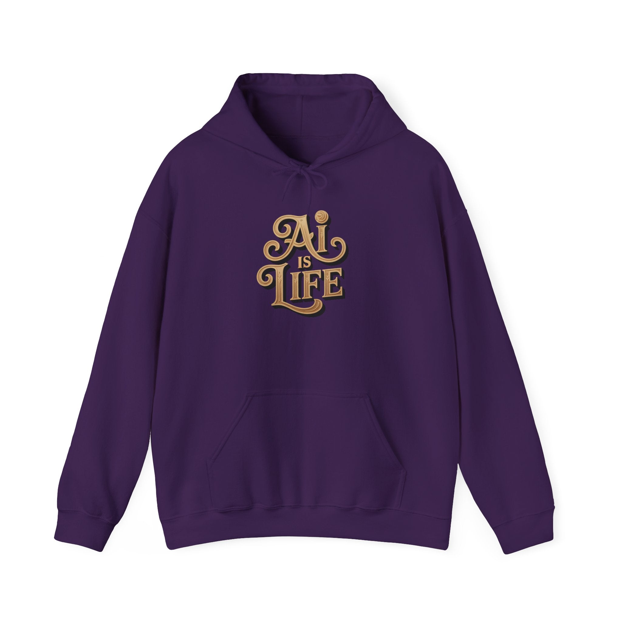 AI IS LIFE  "Golden Neuralwave"  Unisex Heavy Blend™ Hooded Sweatshirt