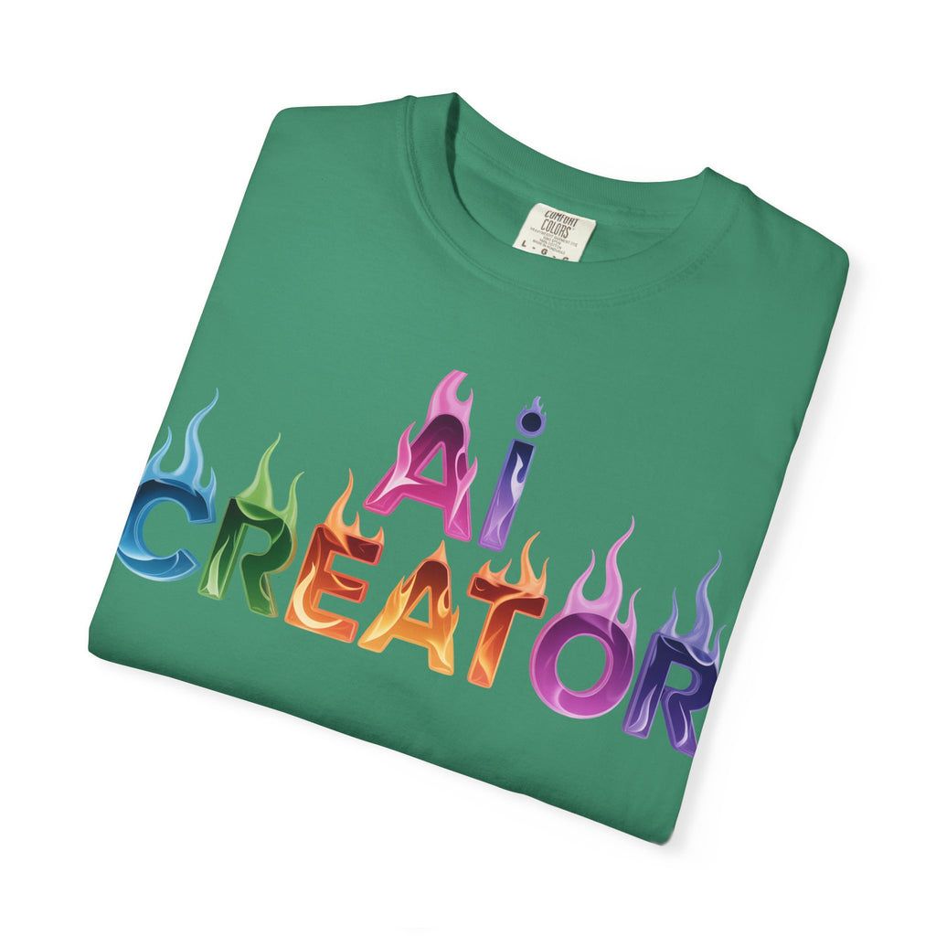 AI CREATOR  "Fire in the Code" Unisex Garment-Dyed T-shirt