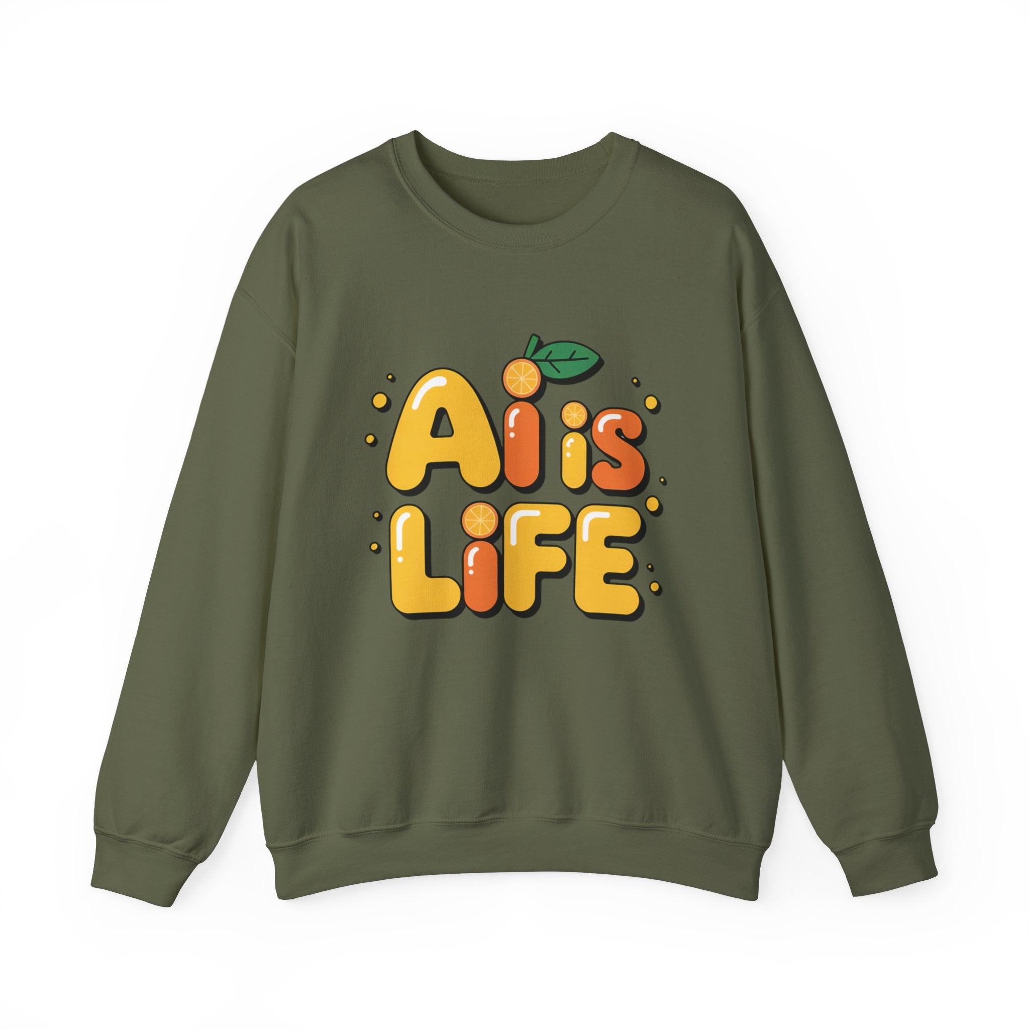 AI is LIFE  "Orange Overclock" Unisex Heavy Blend™ Crewneck Sweatshirt