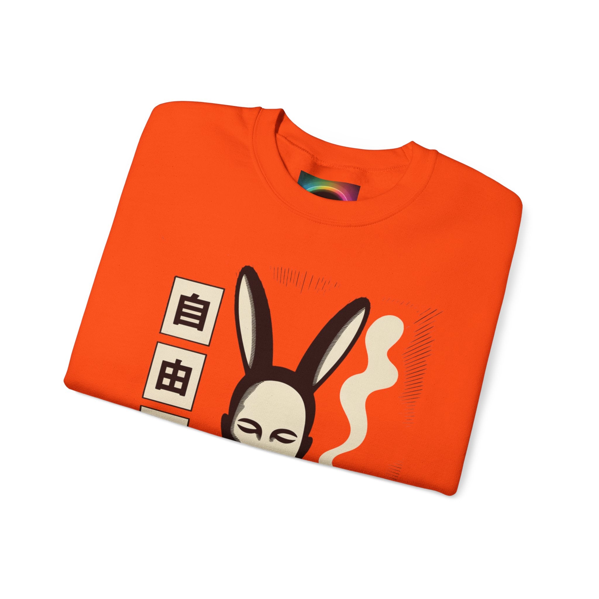 Weird AI Tee "CYBER RABBIT NOIR" Retro Bunny-Masked AI Graphic Crewneck Sweatshirt