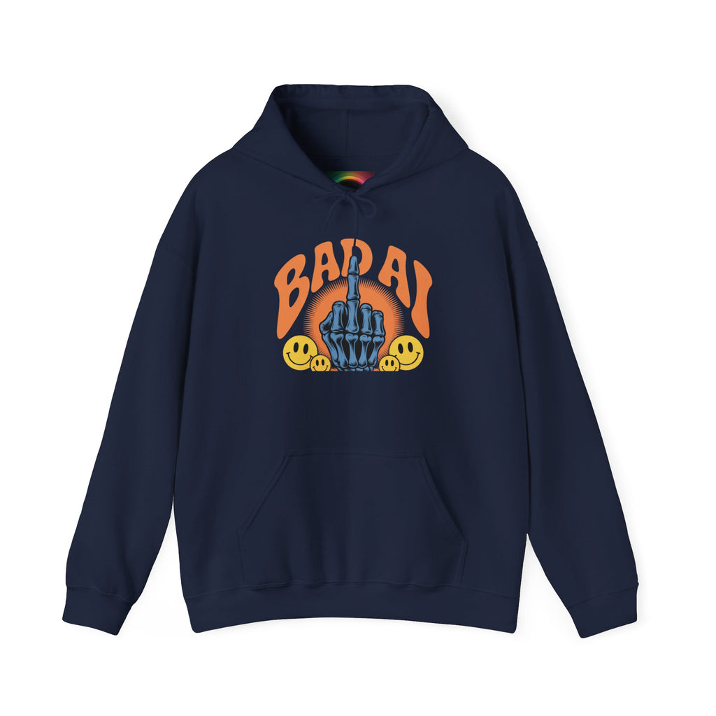 Bad Day Middle Finger Hoodie – Retro Skull Hand Graphic Sweatshirt