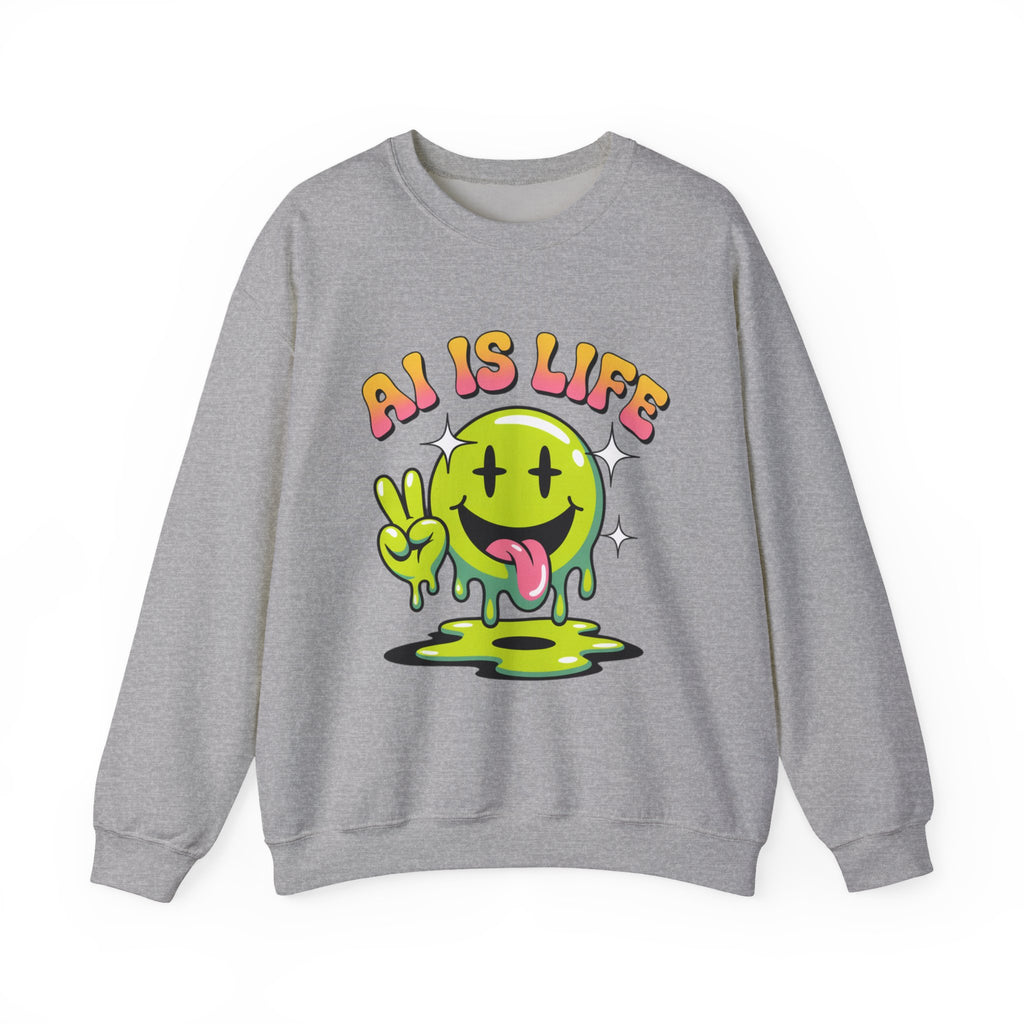 AI IS LIFE  " Happy Glitch "  Unisex Heavy Blend™ Crewneck Sweatshirt