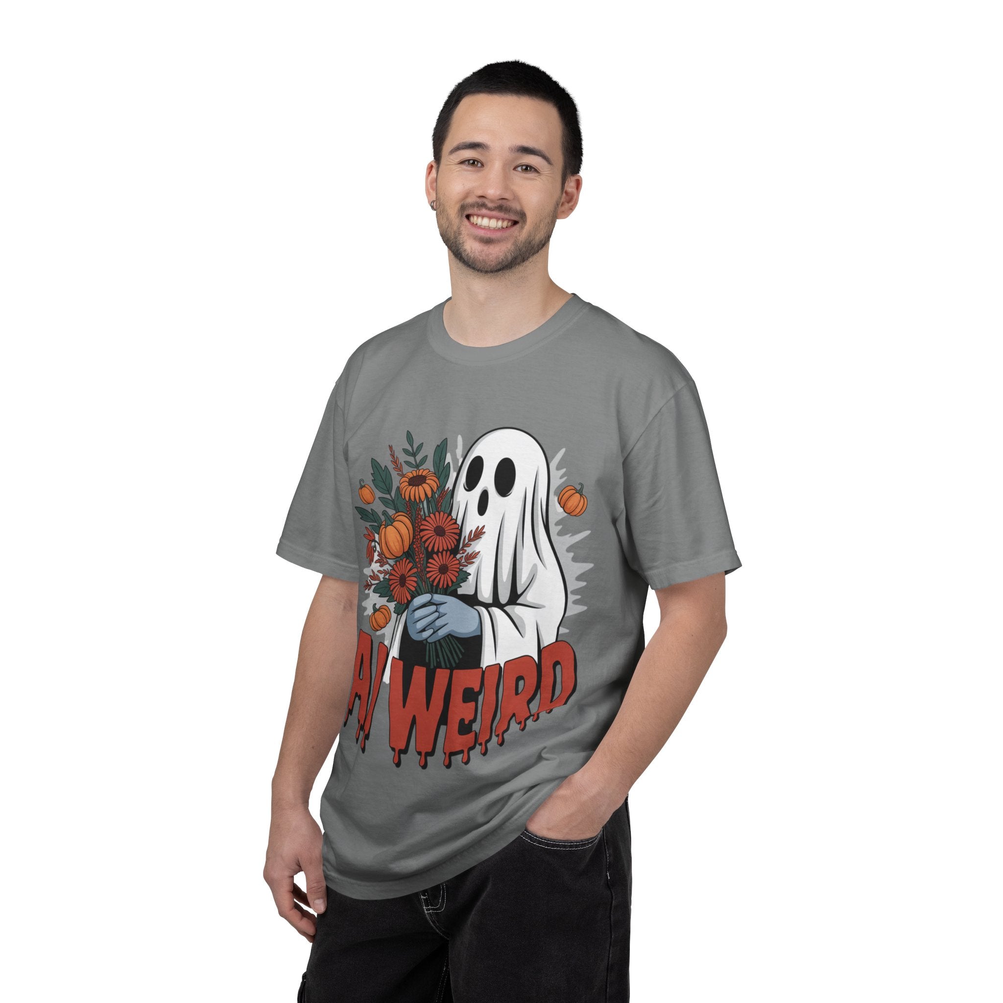 AI WEIRD "Glitch Garden Ghost" Unisex Garment-Dyed T-shirt