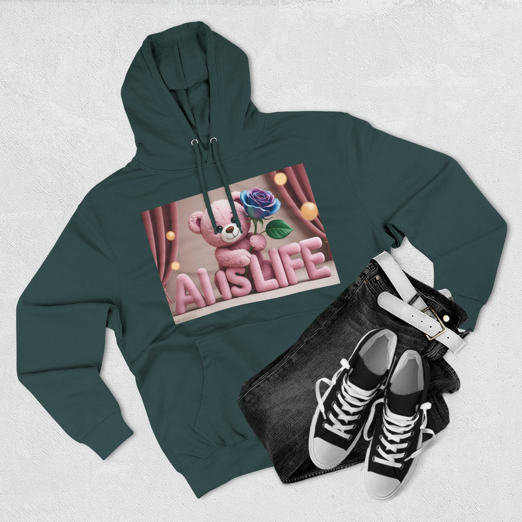 AI IS LIFE  "CUTE CIRCUIT" Three-Panel Fleece Hoodie