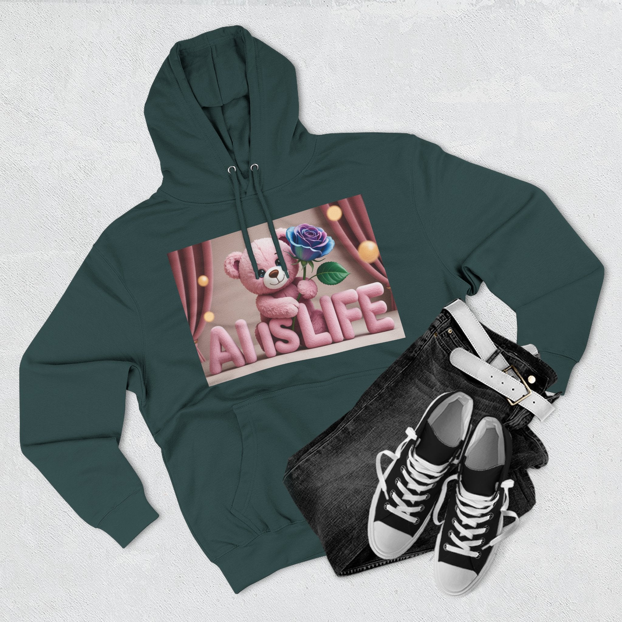 AI IS LIFE  "CUTE CIRCUIT" Three-Panel Fleece Hoodie