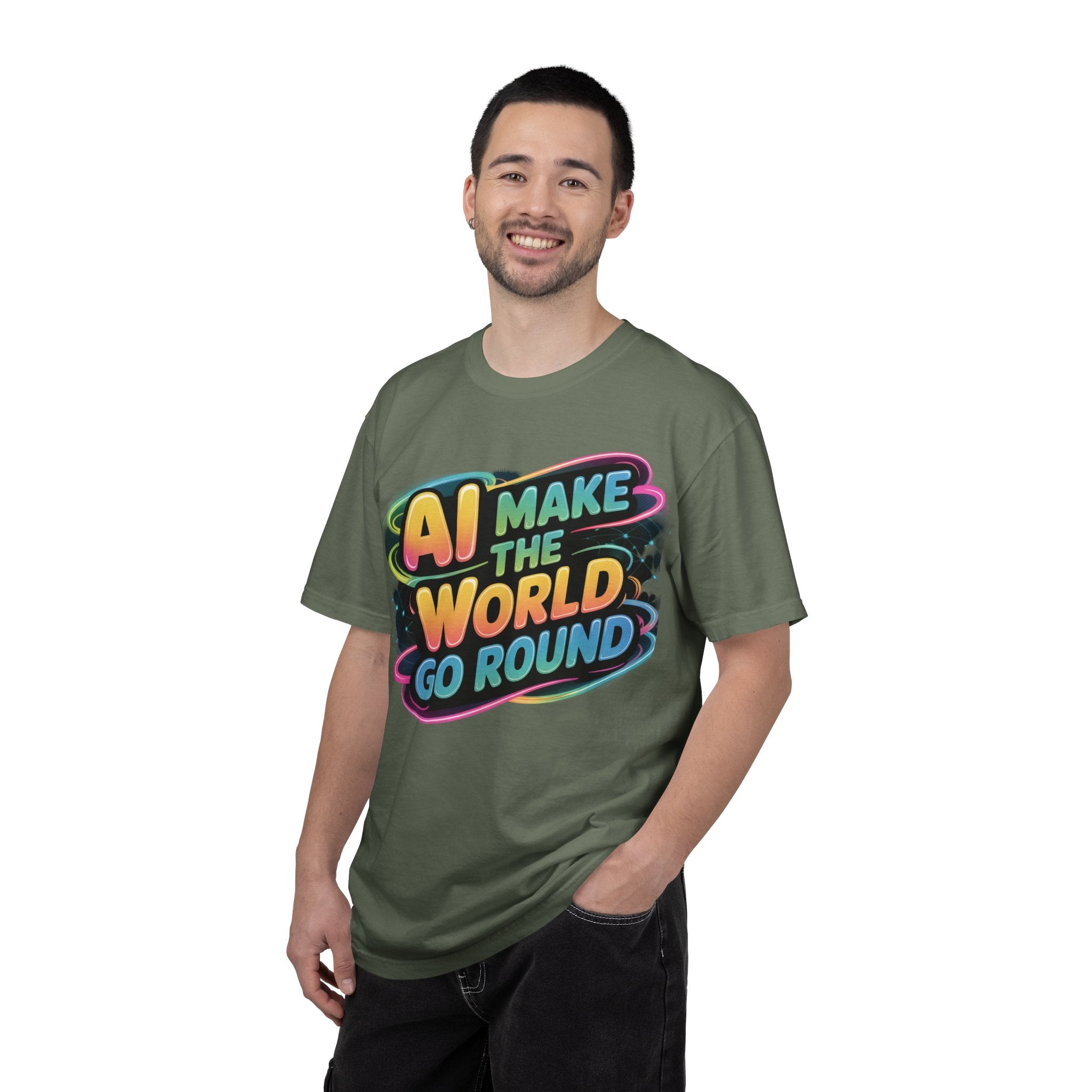 AI MAKE THE WORLD GO ROUND  "Techno Orbit" Unisex Garment-Dyed T-shirt