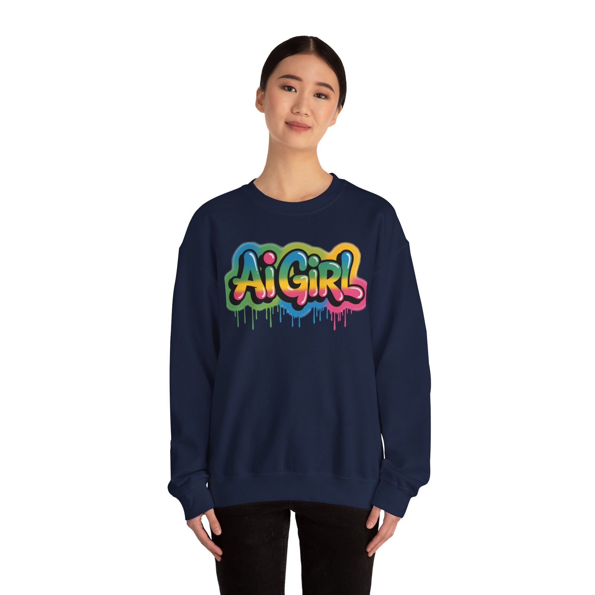 Ai Girl "Graffiti Glow" Unisex Heavy Blend Crewneck Sweatshirt