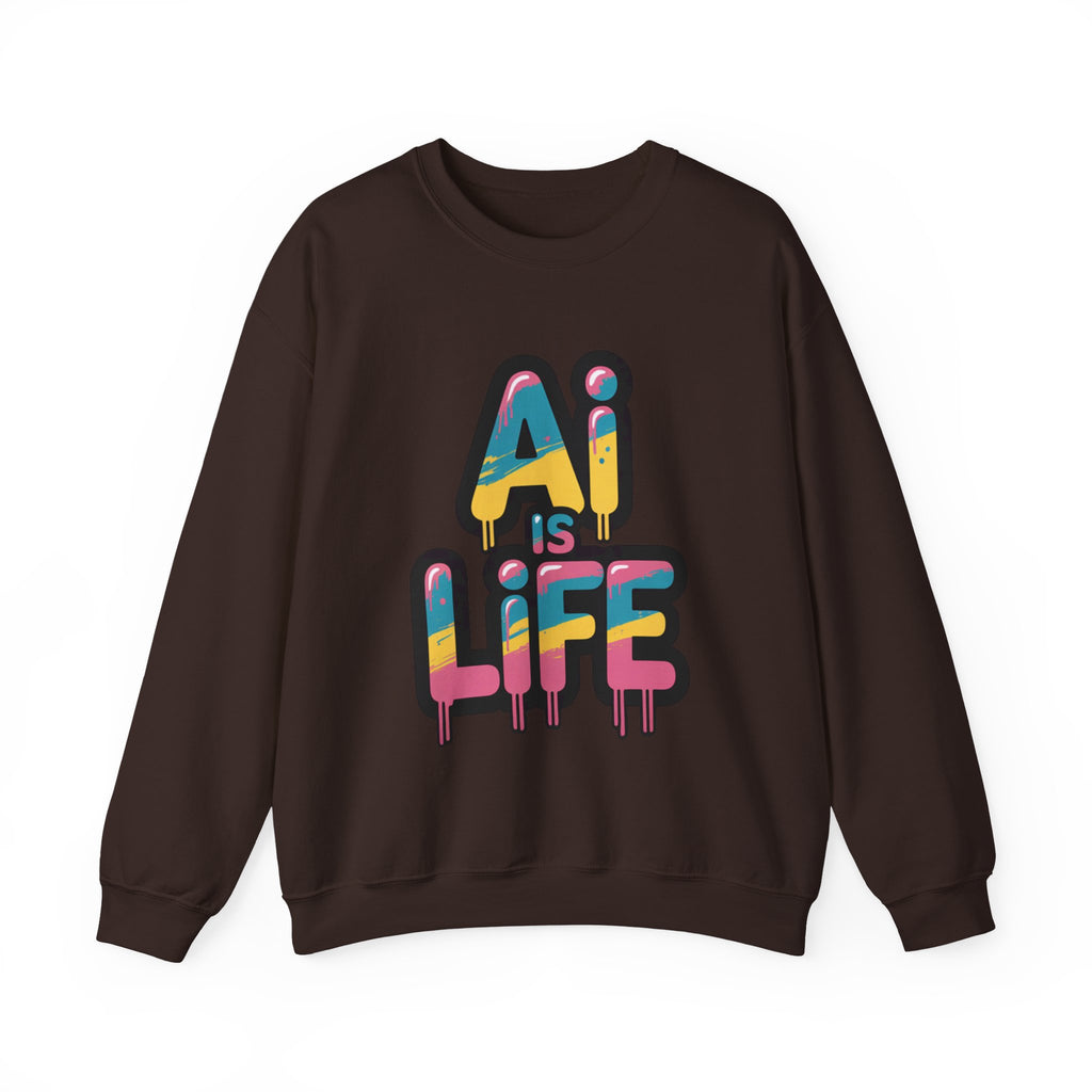 AI IS LIFE " Neon Circuit " Unisex Heavy Blend™ Crewneck Sweatshirt