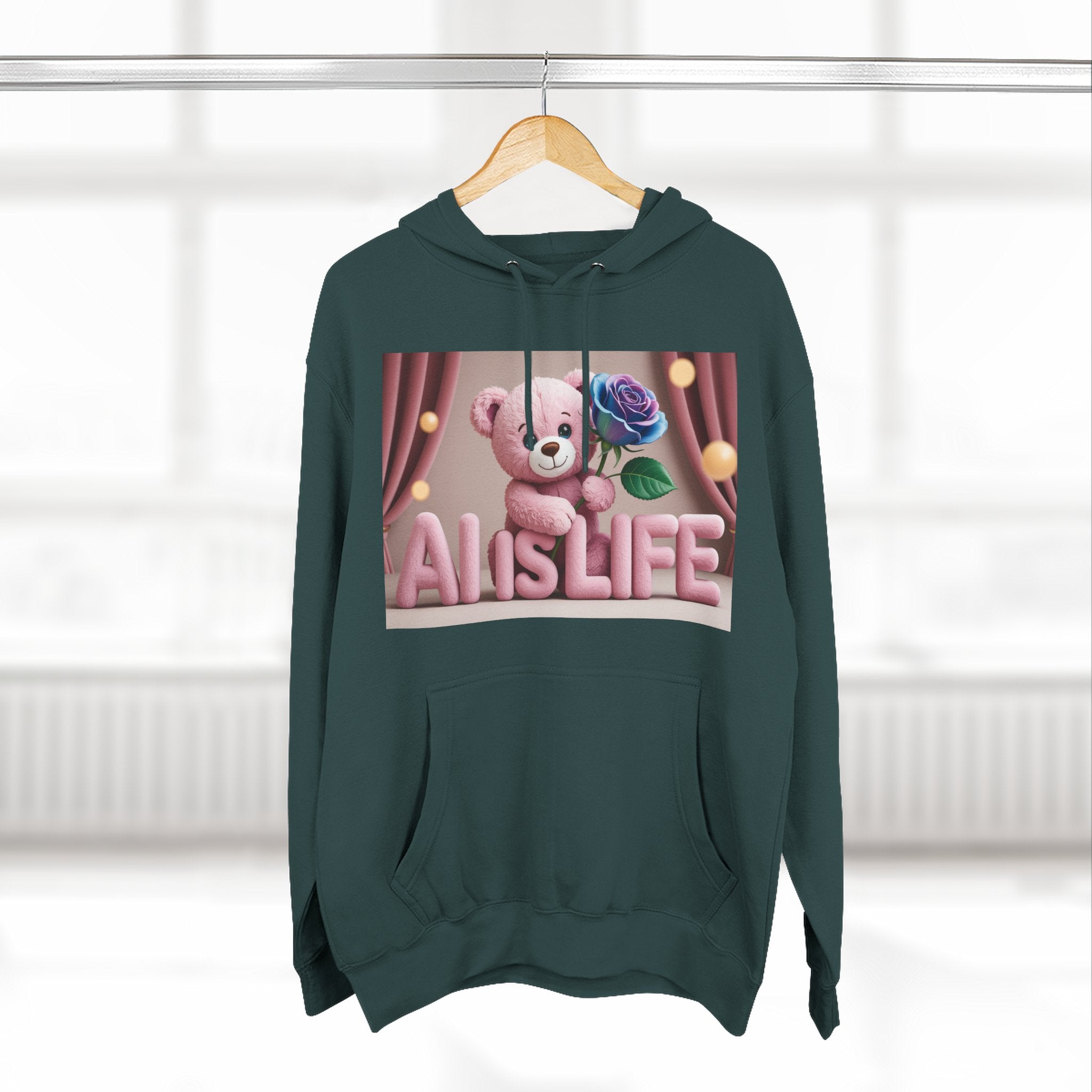 AI IS LIFE  "CUTE CIRCUIT" Three-Panel Fleece Hoodie