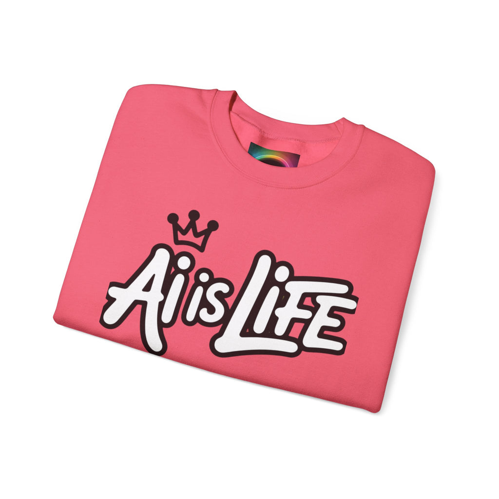 Ai is Life "CROWNED CURSIVE"— Streetwear Crewneck Sweatshirt