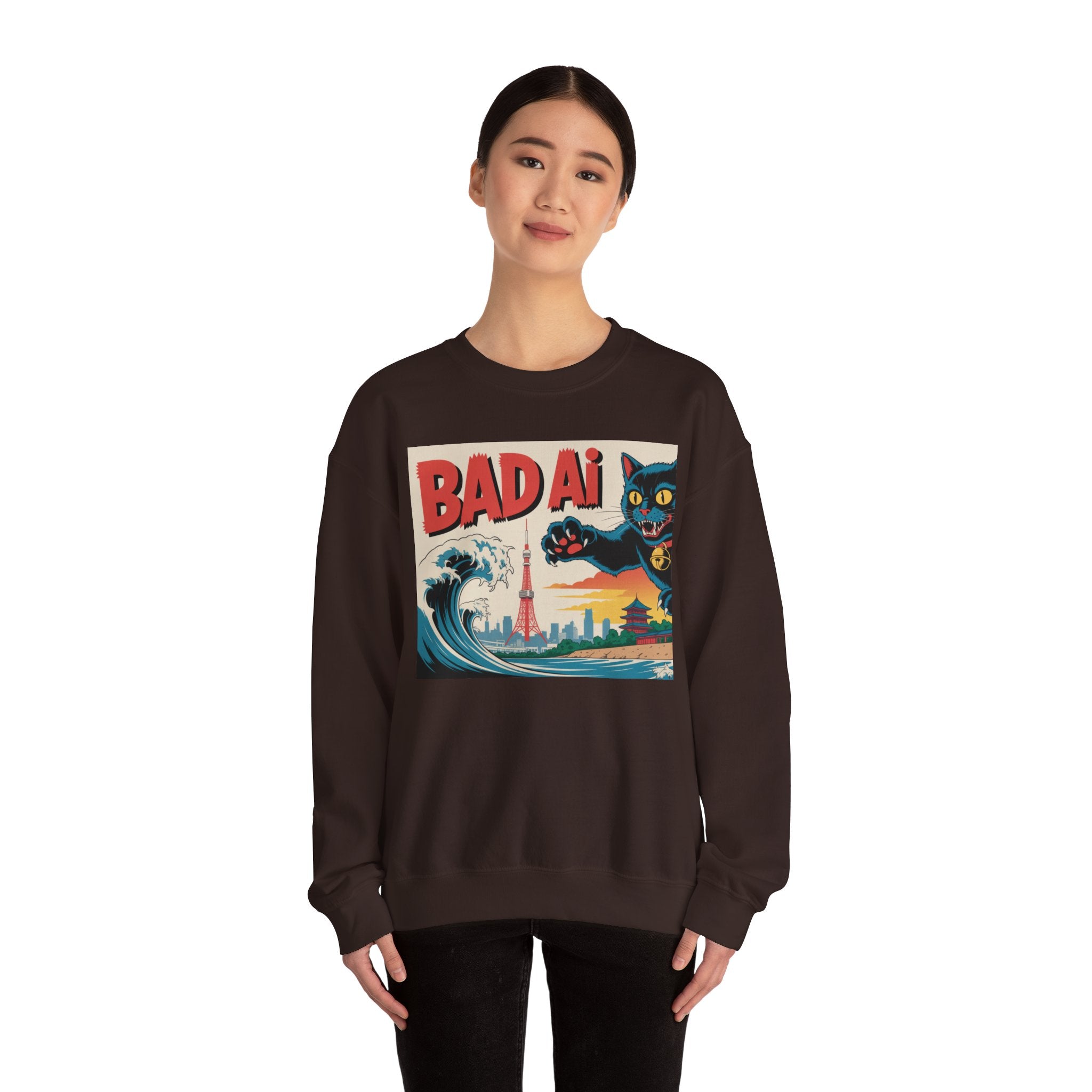 BAD AI  "Kaiju Kitty"  Unisex Heavy Blend™ Crewneck Sweatshirt