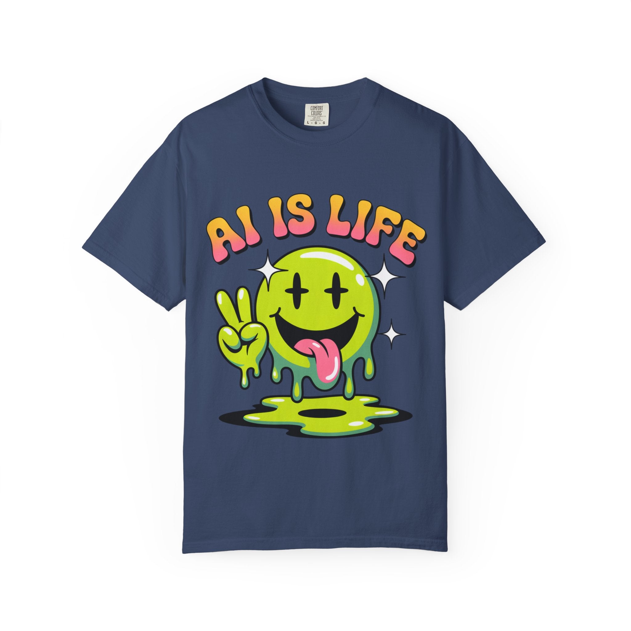 AI IS LIFE "Happy Glitch" Unisex Garment-Dyed T-shirt