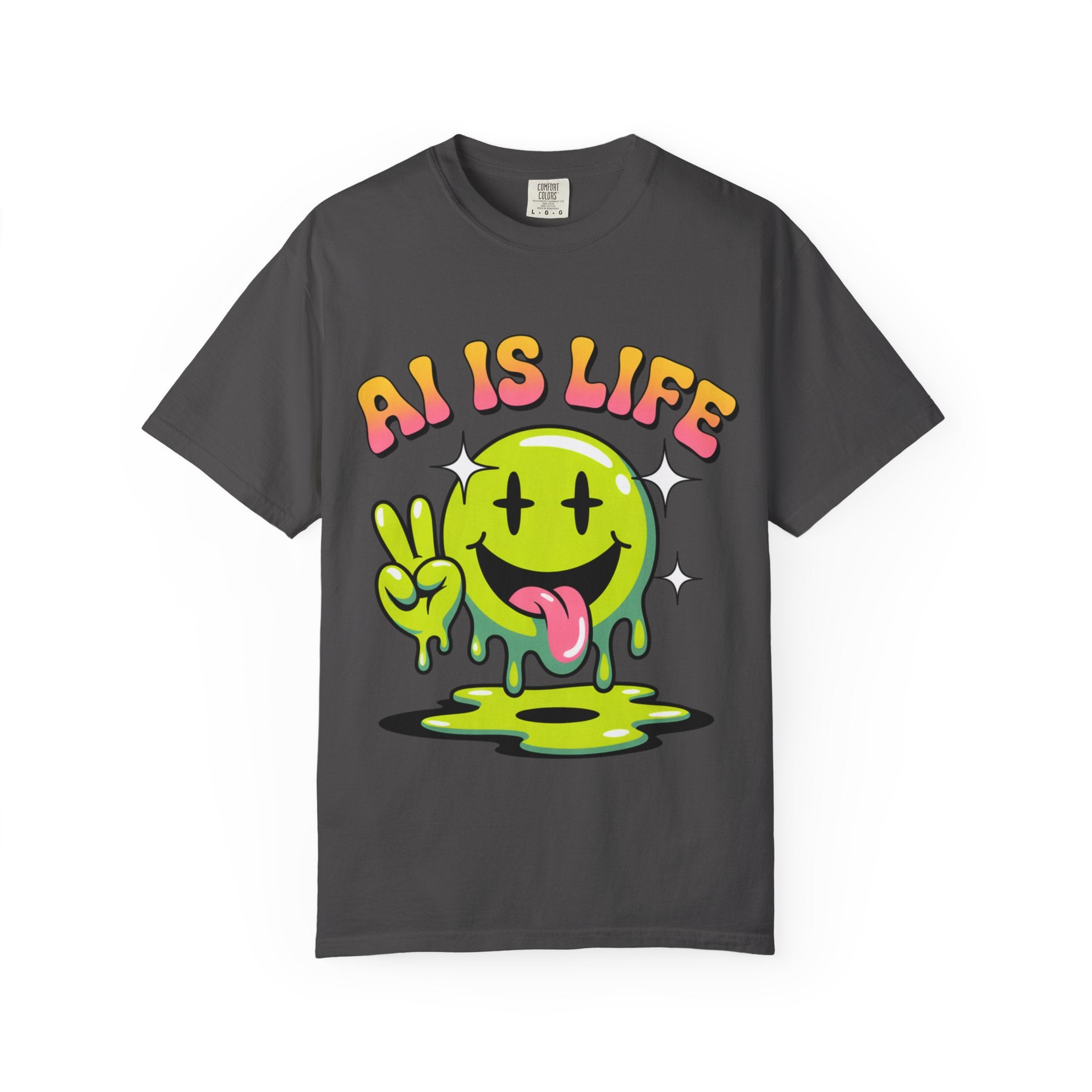 AI IS LIFE "Happy Glitch" Unisex Garment-Dyed T-shirt