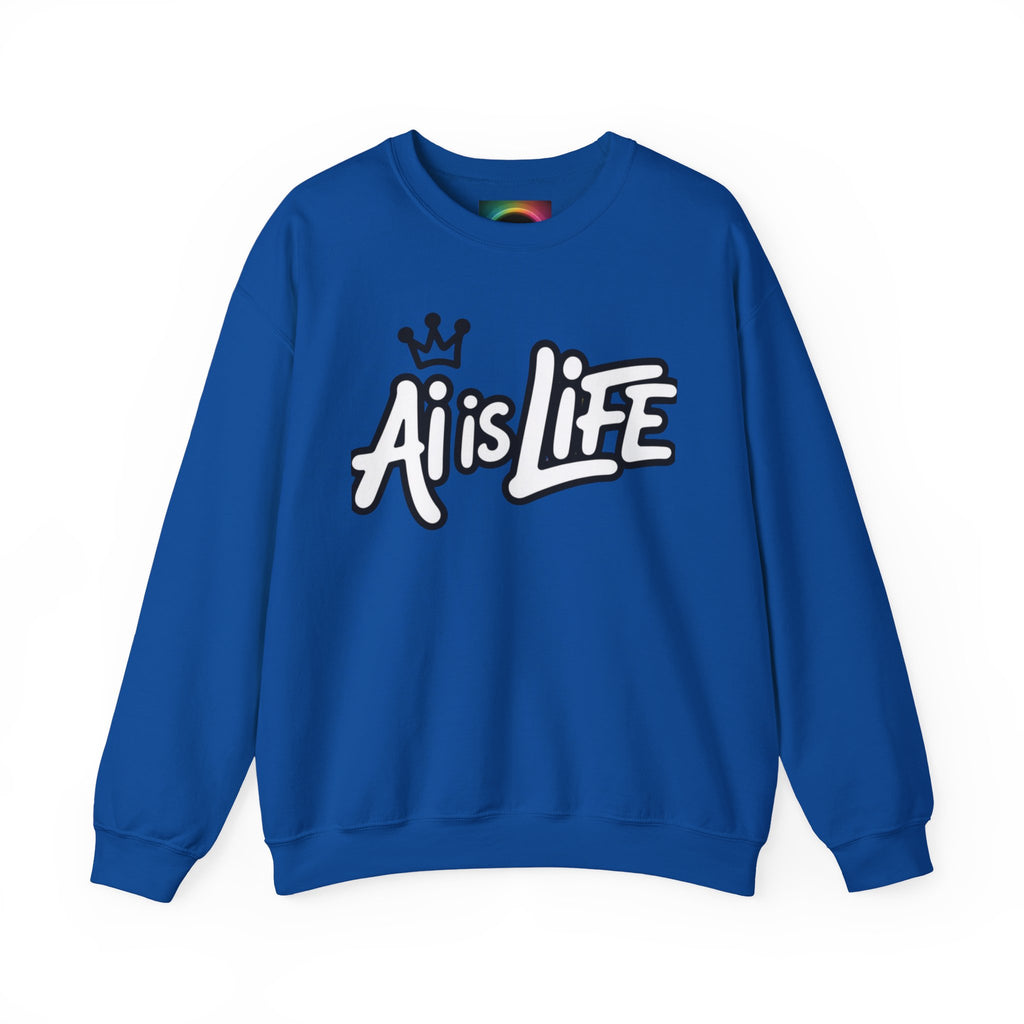 Ai is Life "CROWNED CURSIVE"— Streetwear Crewneck Sweatshirt