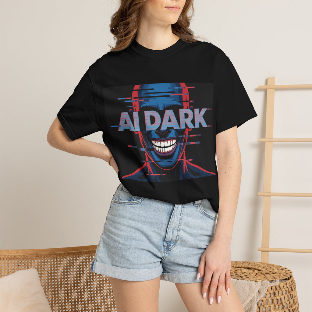 AI DARK " Deepcore Distortion — Cyberpunk Smiling Skull Tee