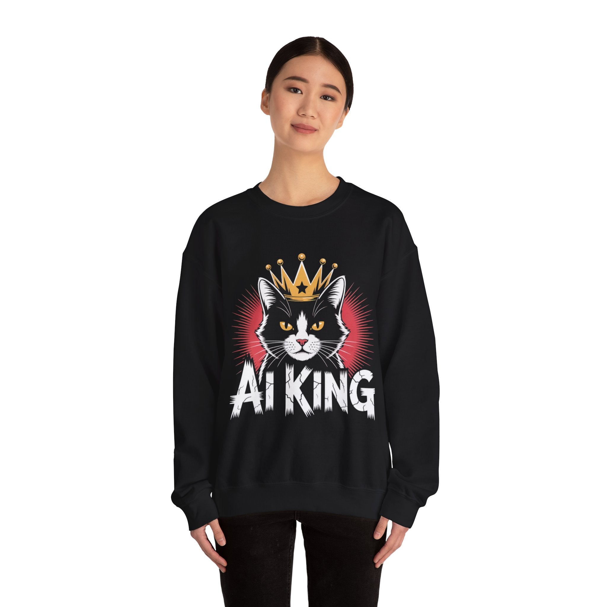 AI King  "Glitch Monarch" Unisex Heavy Blend™ Crewneck Sweatshirt
