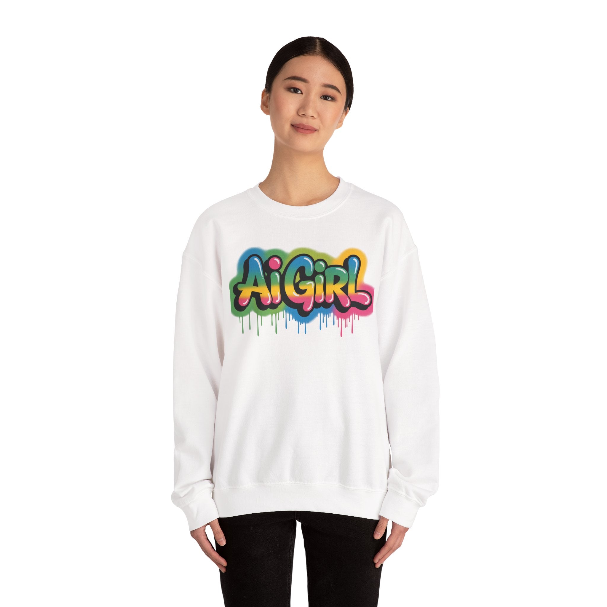 Ai Girl "Graffiti Glow" Unisex Heavy Blend Crewneck Sweatshirt
