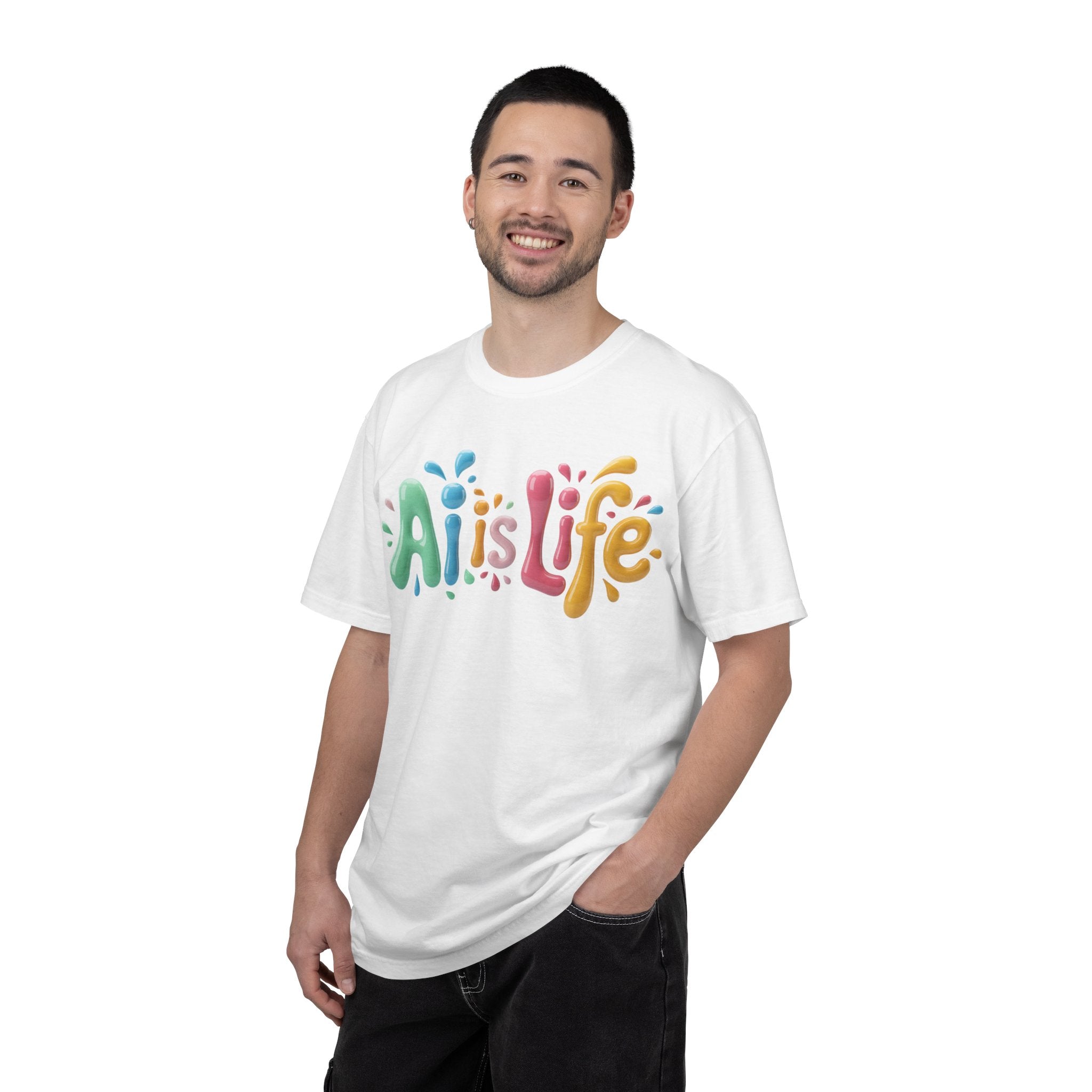 AI IS LIFE  “Colorful Circuit Pop”  Unisex Garment-Dyed T-shirt