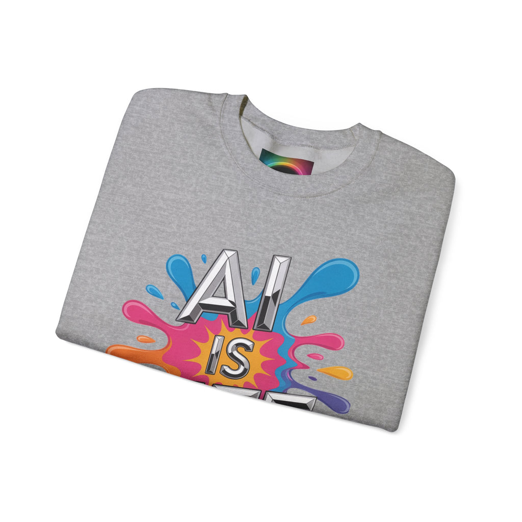 AI is Life "CHROME SPLATTER" Unisex Color Splash Graphic Crewneck Sweatshirt