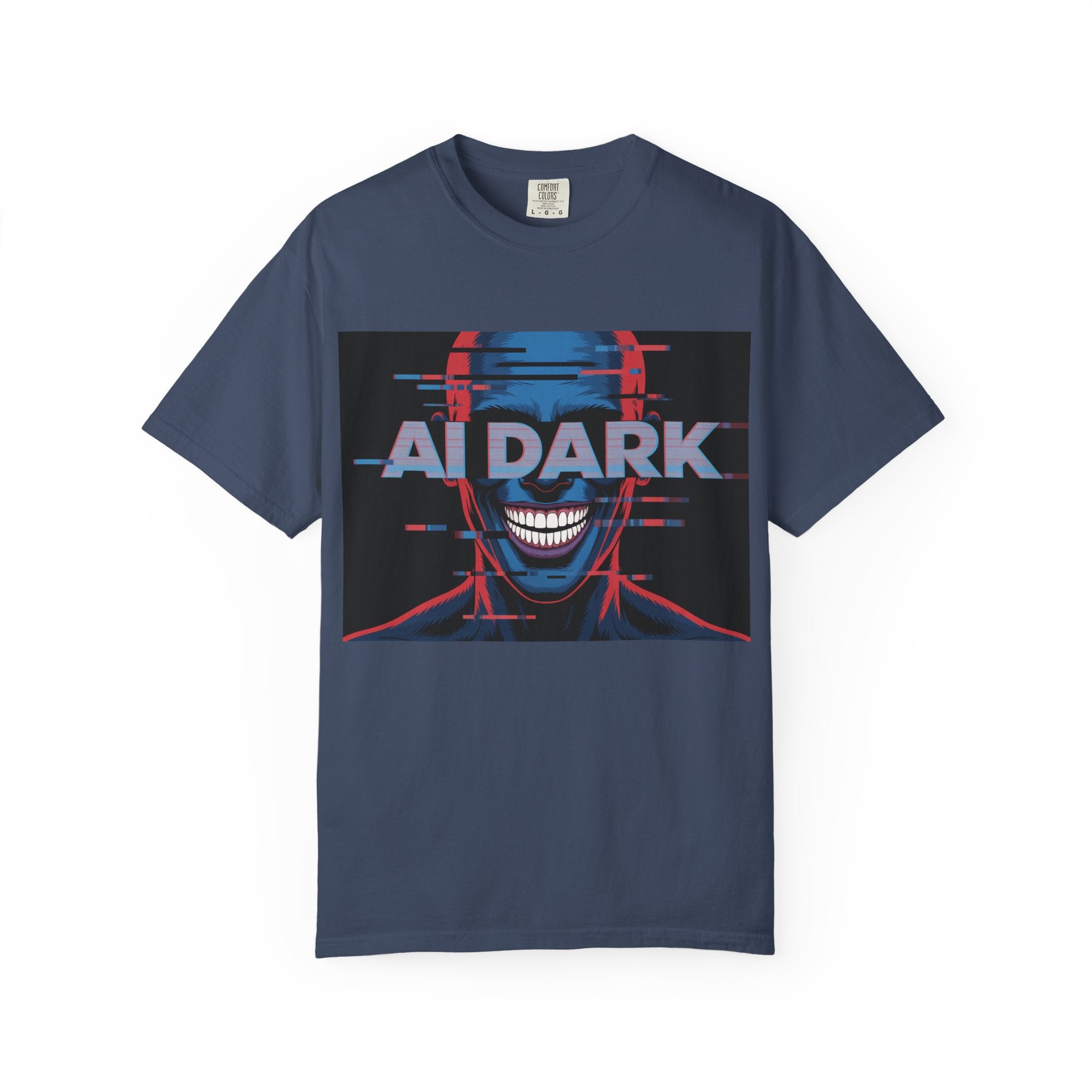 AI DARK " Deepcore Distortion — Cyberpunk Smiling Skull Tee