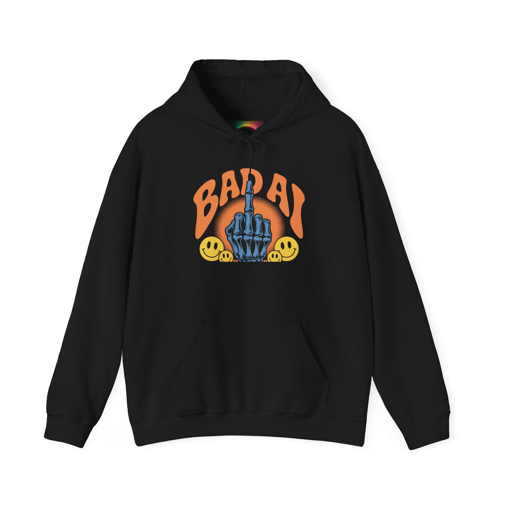 Bad Day Middle Finger Hoodie – Retro Skull Hand Graphic Sweatshirt