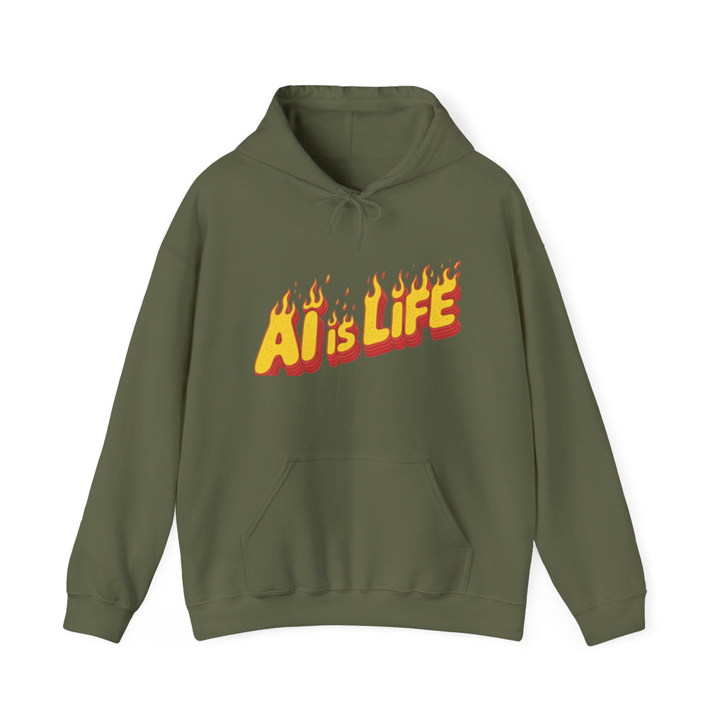 AI is LIFE “FLAME CODE” Unisex Heavy Blend™ Hooded Sweatshirt