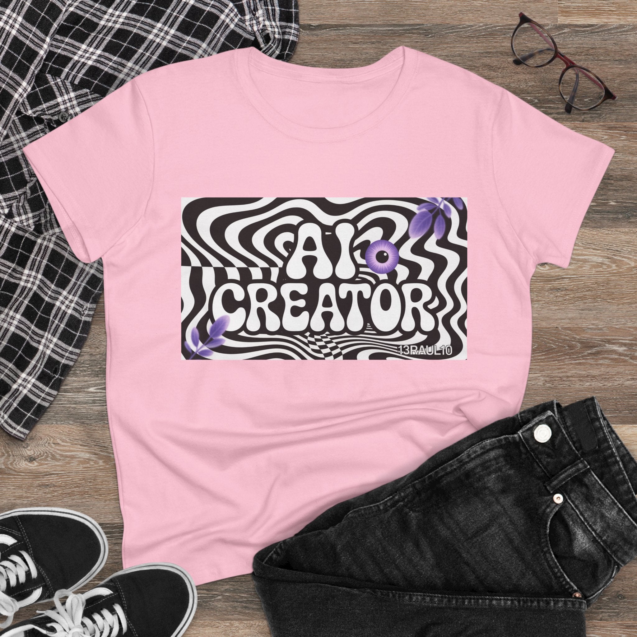 AI Creator  "Optic Loop" Women's Midweight Cotton Tee