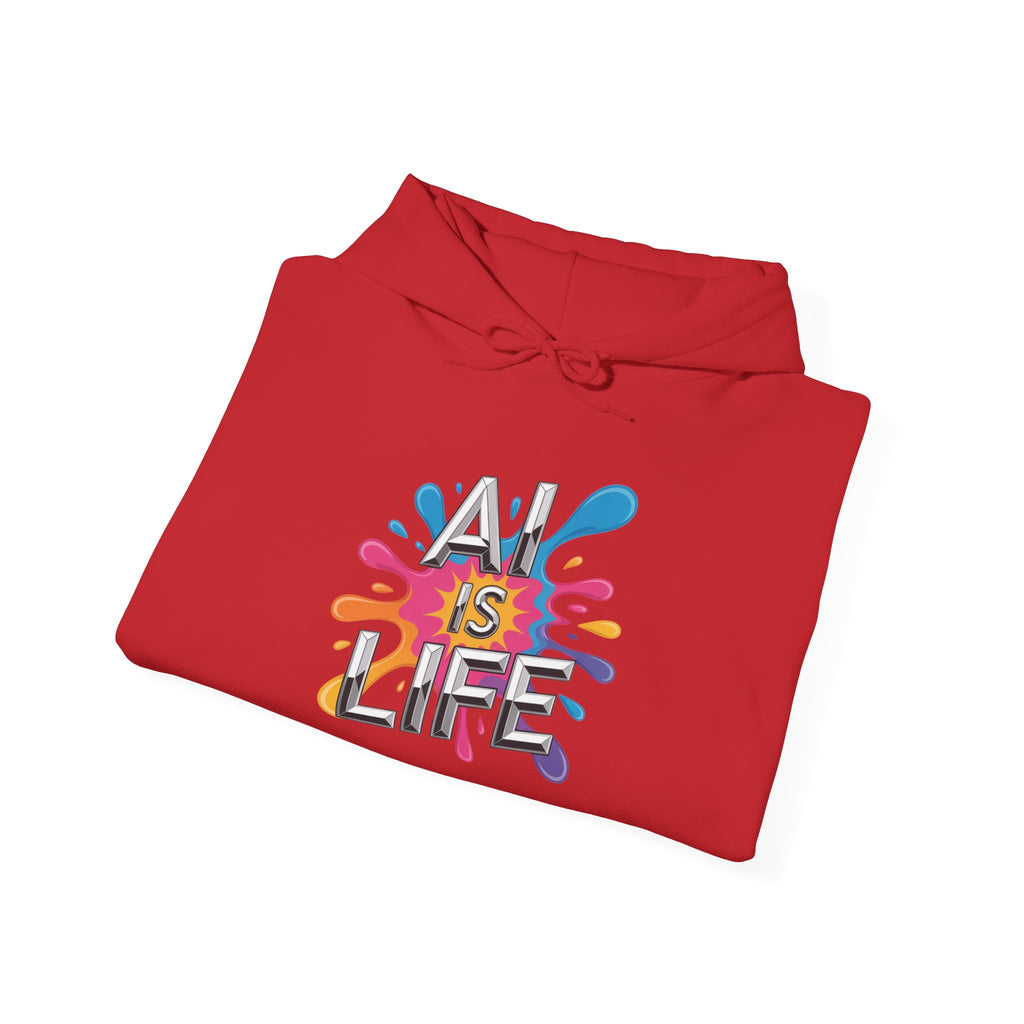 AI is Life "CHROME SPLATTER" Unisex Graphic Pullover Hoodie