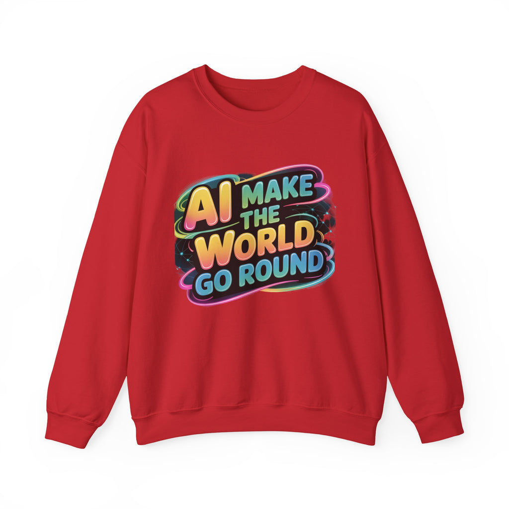 AI MAKE THE WORLD GO ROUND  "Techno Orbit"  Heavy Blend™ Crewneck Sweatshirt