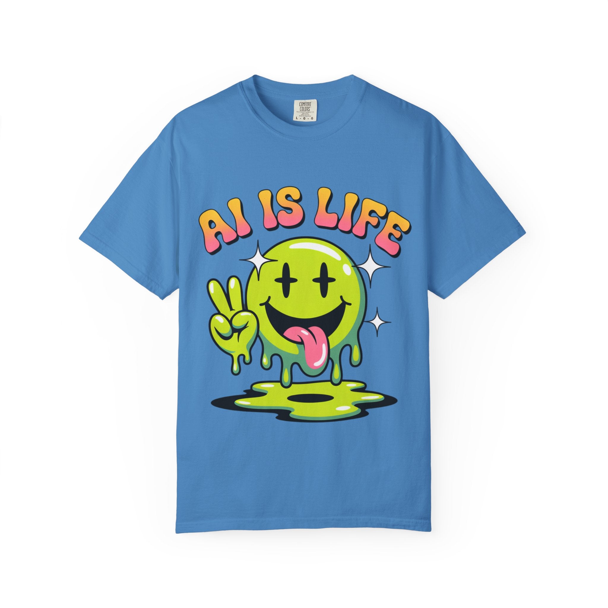 AI IS LIFE "Happy Glitch" Unisex Garment-Dyed T-shirt
