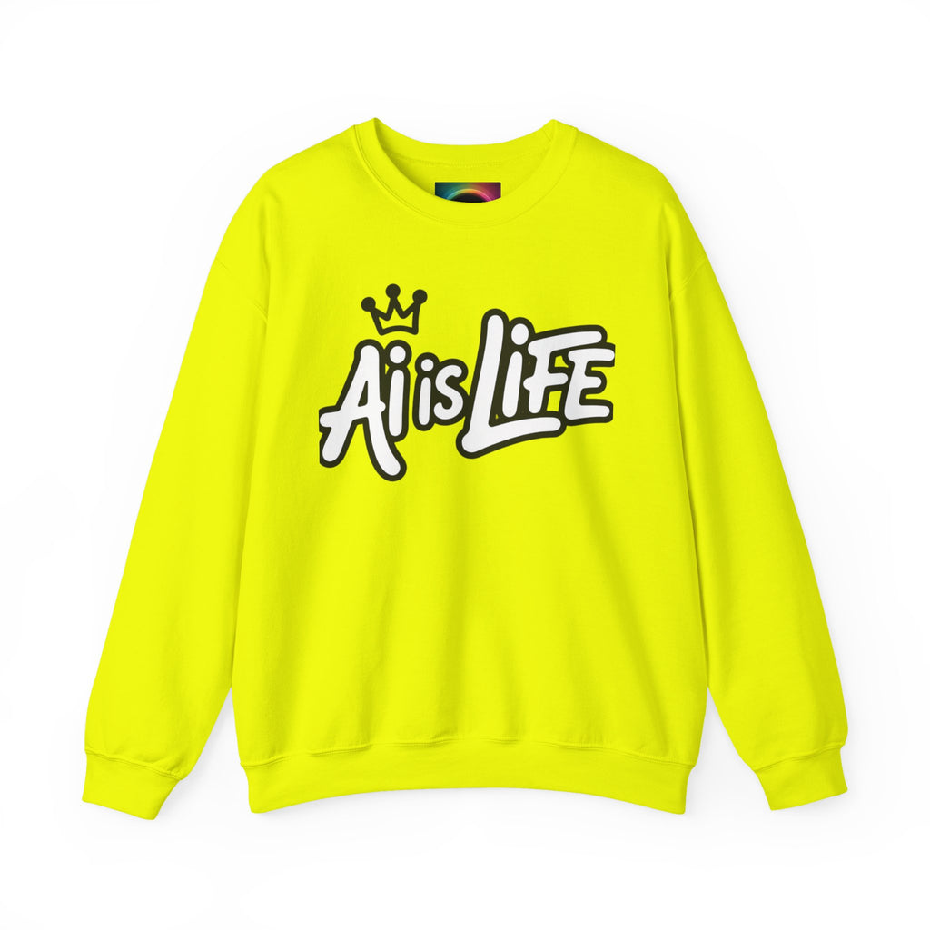 Ai is Life "CROWNED CURSIVE"— Streetwear Crewneck Sweatshirt