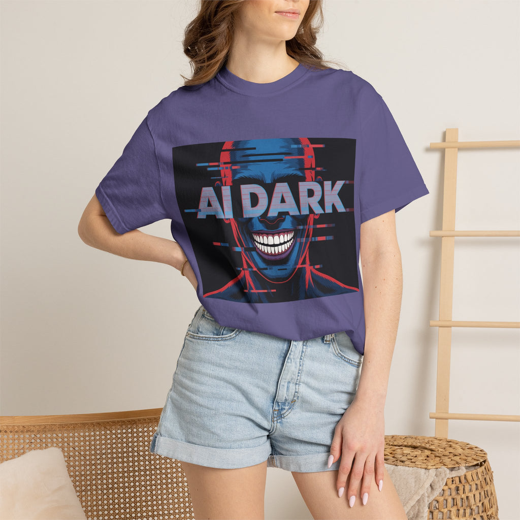 AI DARK " Deepcore Distortion — Cyberpunk Smiling Skull Tee