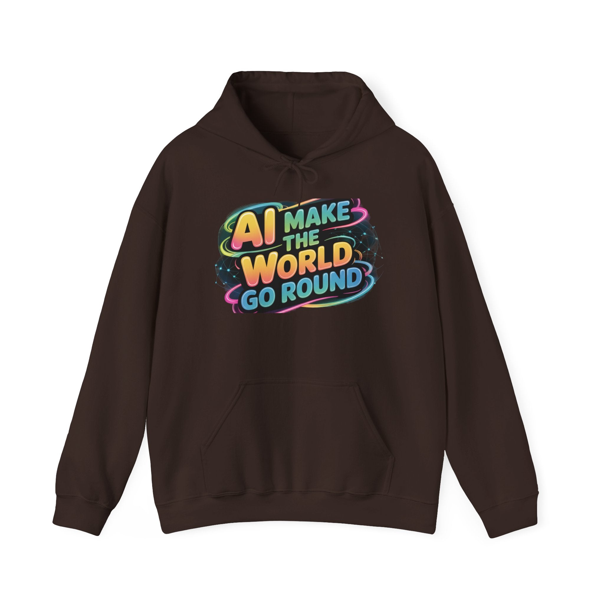 AI MAKE THE WORLD GO ROUND  "Techno Orbit" Unisex Heavy Blend™ Hooded Sweatshirt