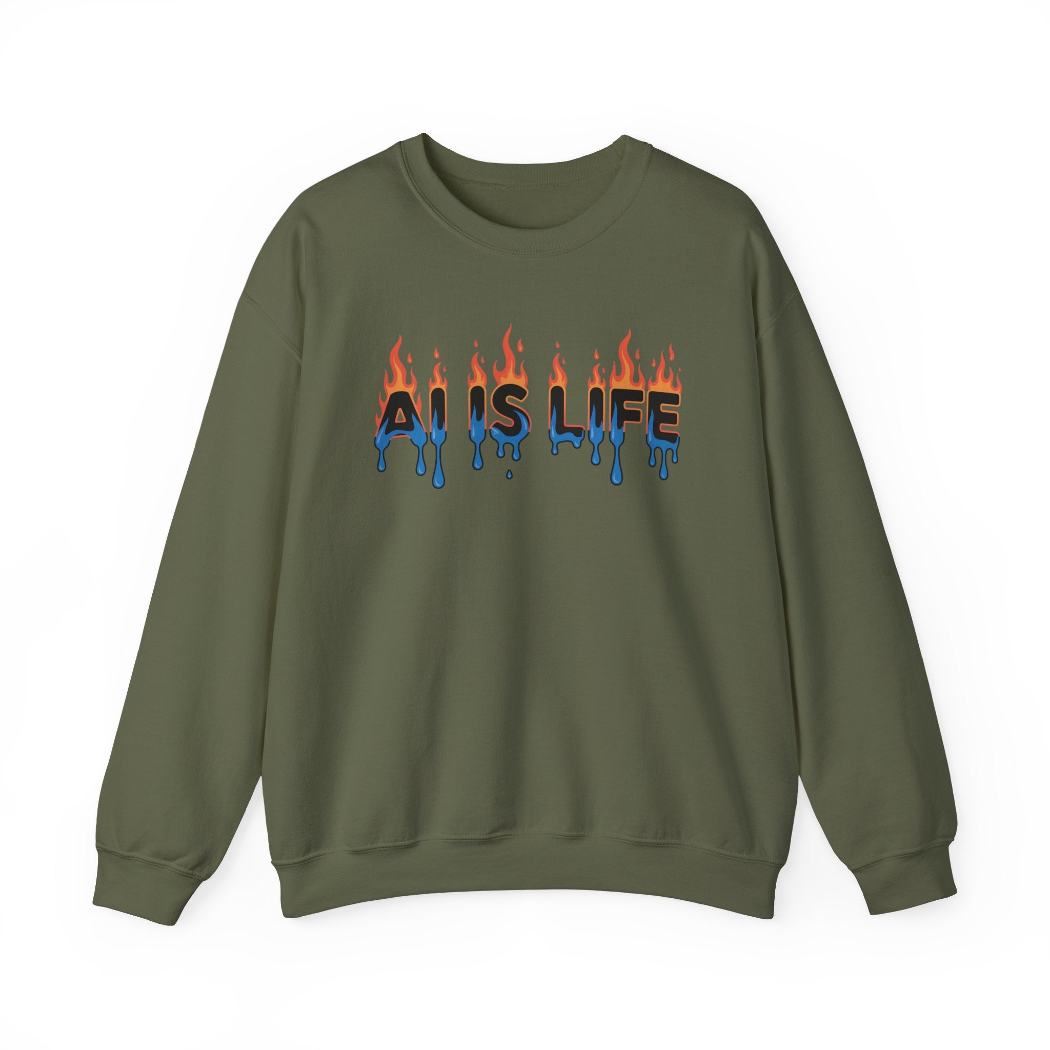 AI IS LIFE – “AI MELTDOWN” Unisex Heavy Blend™ Crewneck Sweatshirt