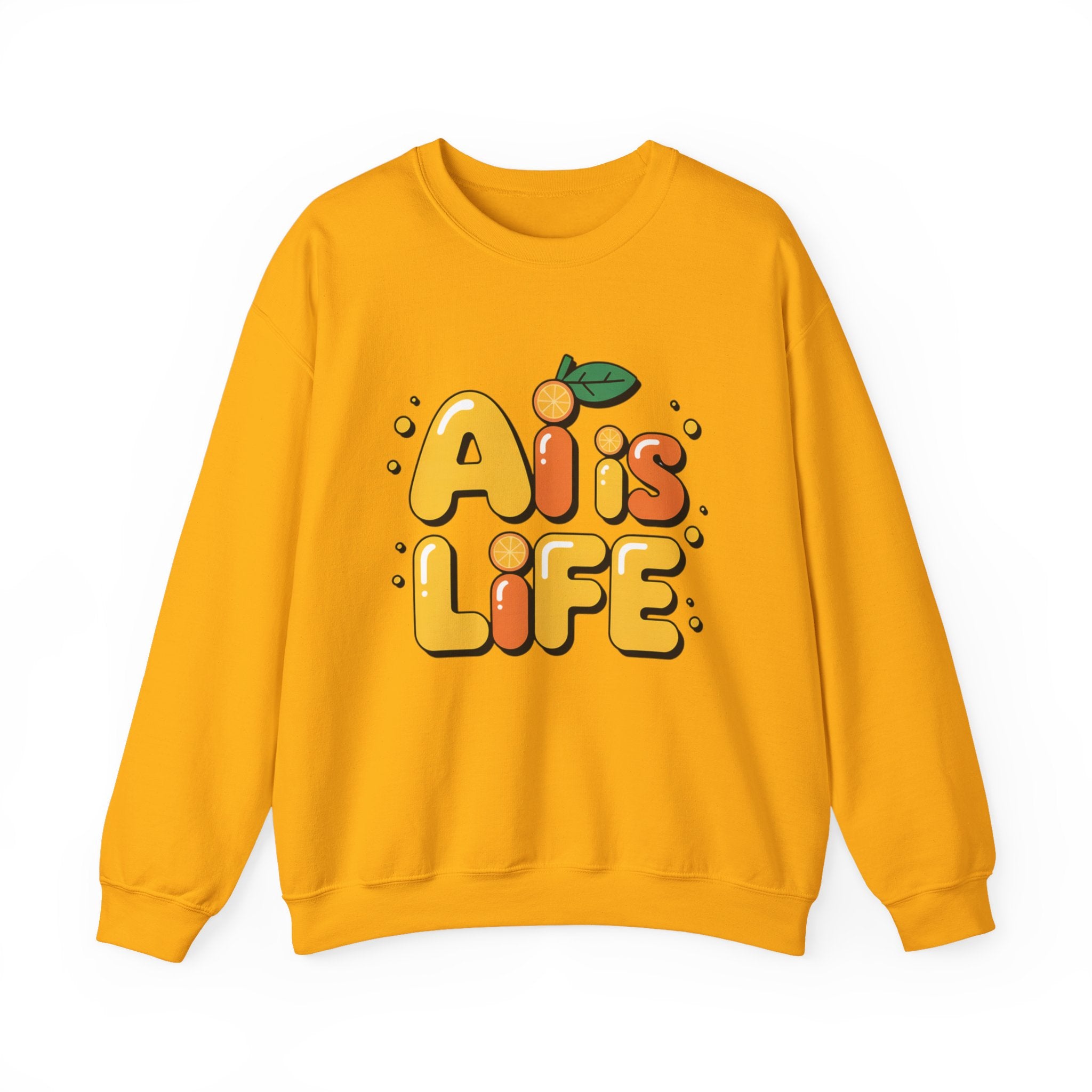 AI is LIFE  "Orange Overclock" Unisex Heavy Blend™ Crewneck Sweatshirt