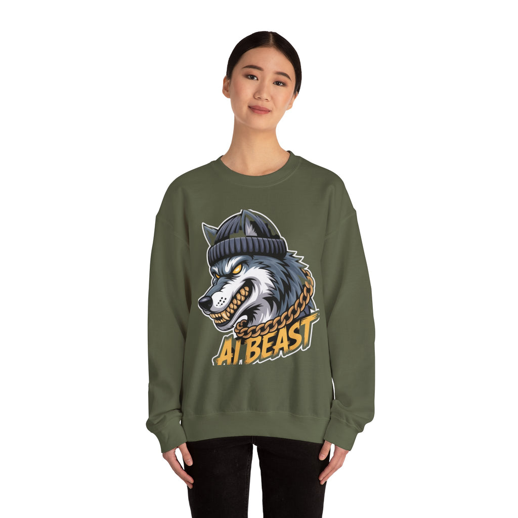 AI BEAST  "Wolf Byte Syndicate" Unisex Heavy Blend™ Crewneck Sweatshirt