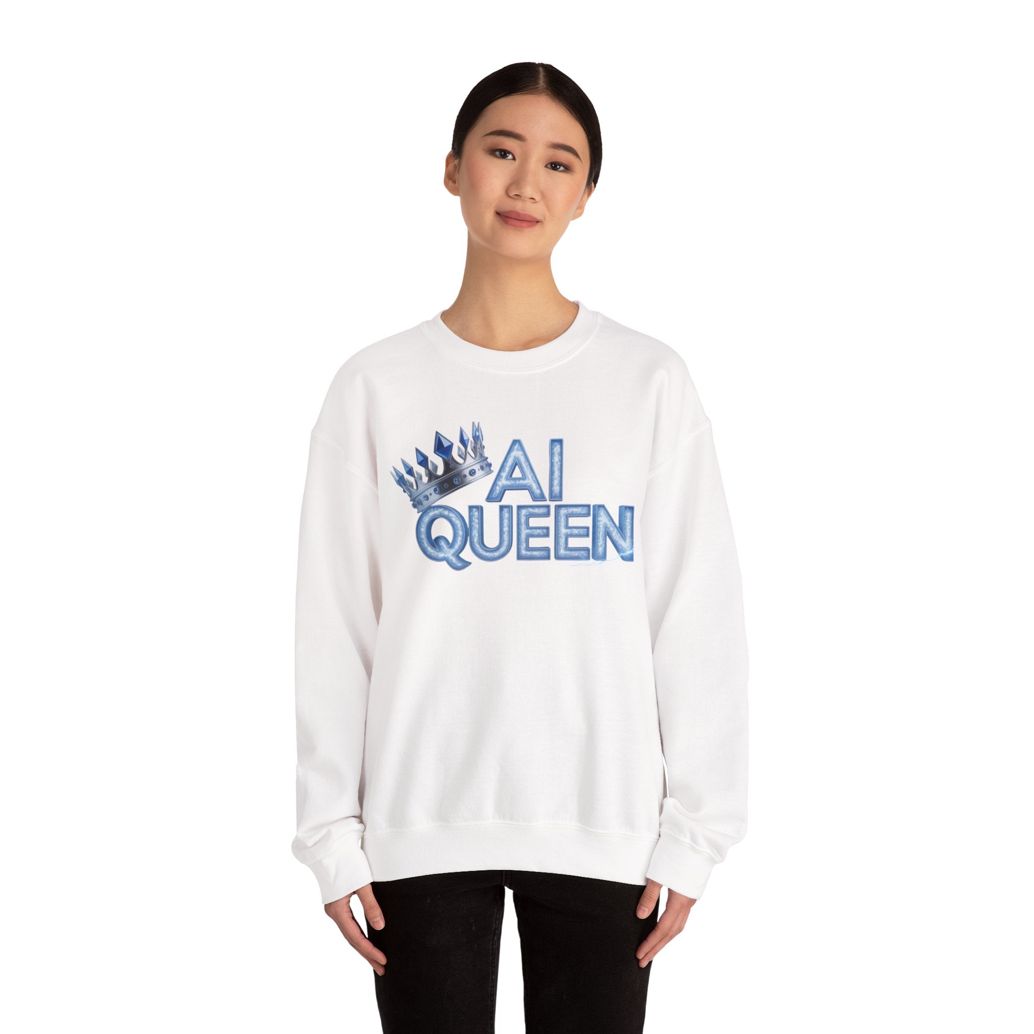 AI Queen "Frost Crown Frequency" Unisex Heavy Blend™ Crewneck Sweatshirt
