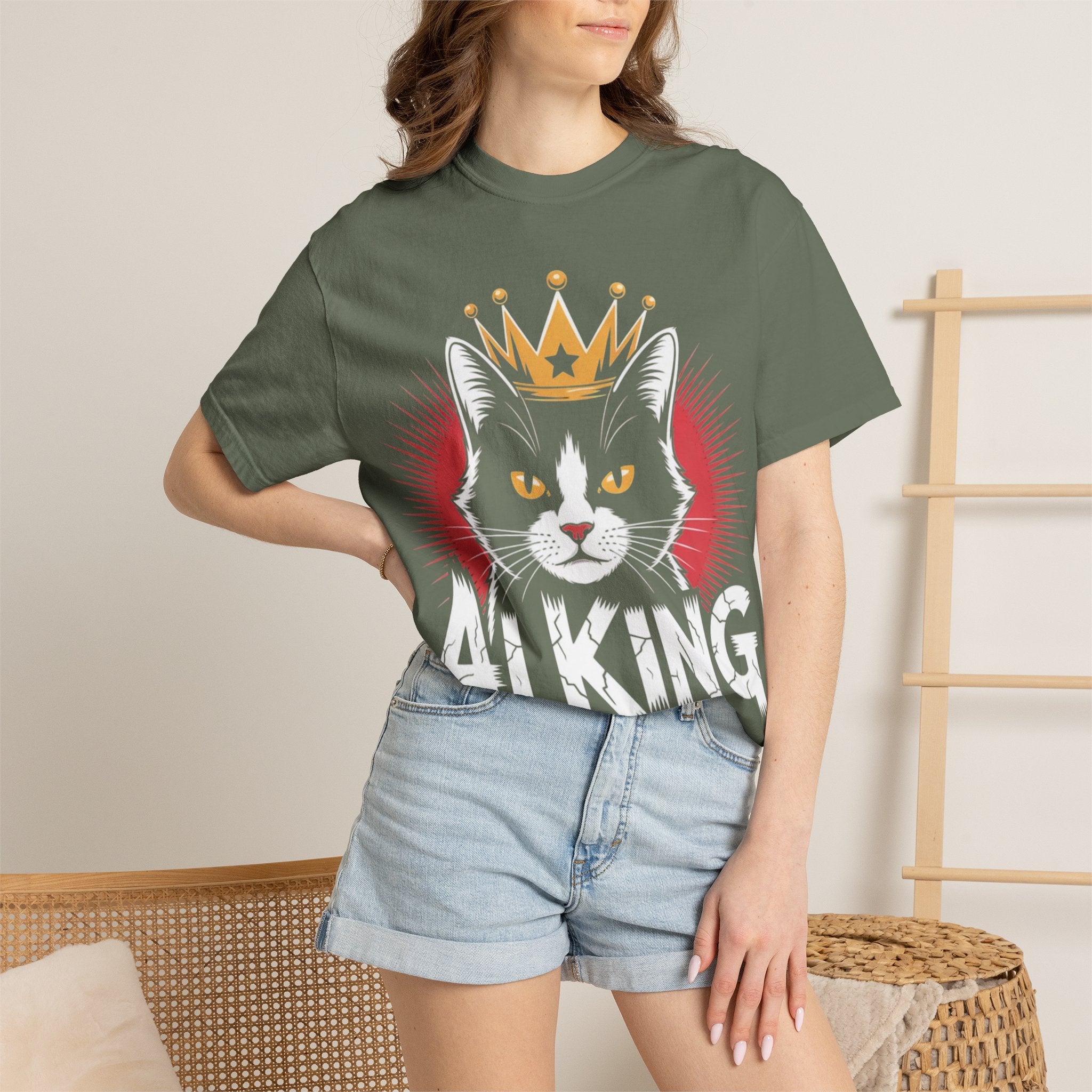 AI king ""Glitch Monarch"" Garment-Dyed T-shirt (Men)