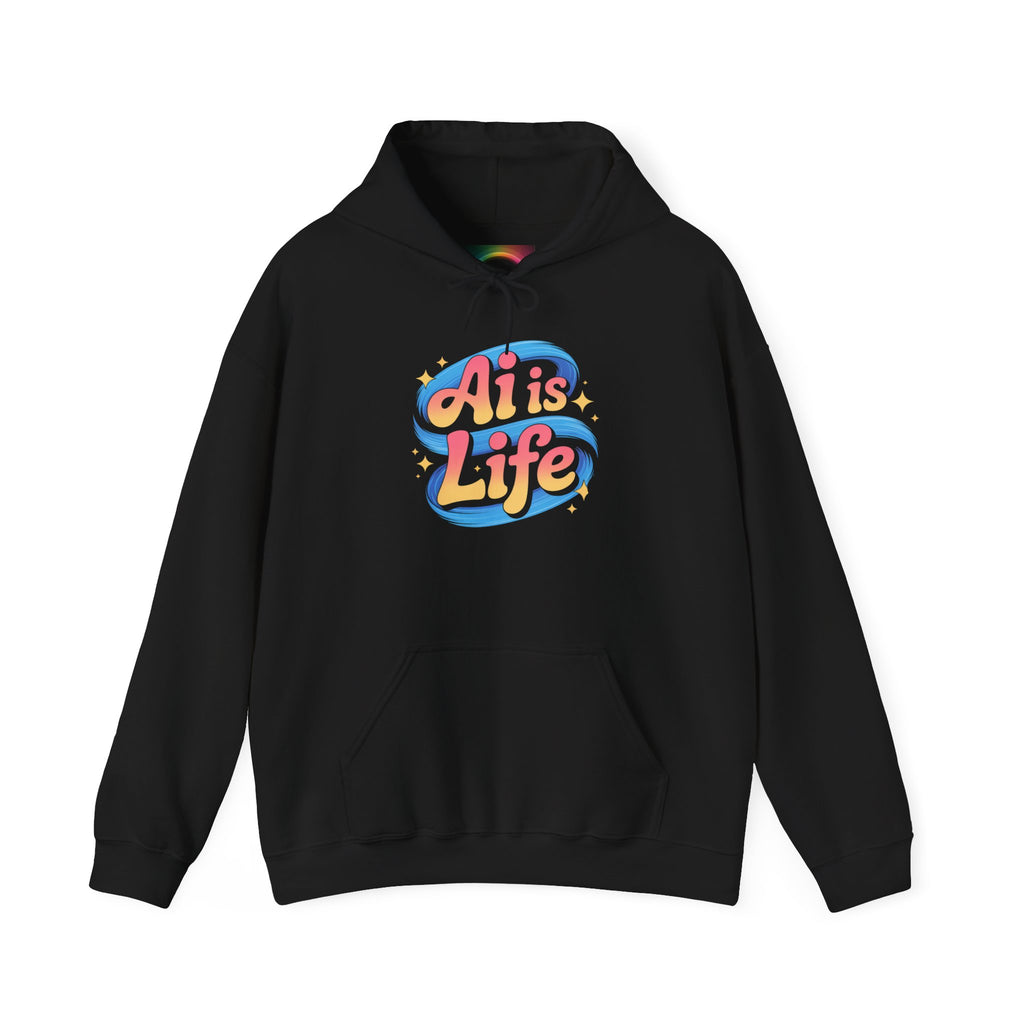 AI is Life "COSMIC SWIRL" — Retro Colorful Graphic Pullover Hoodie